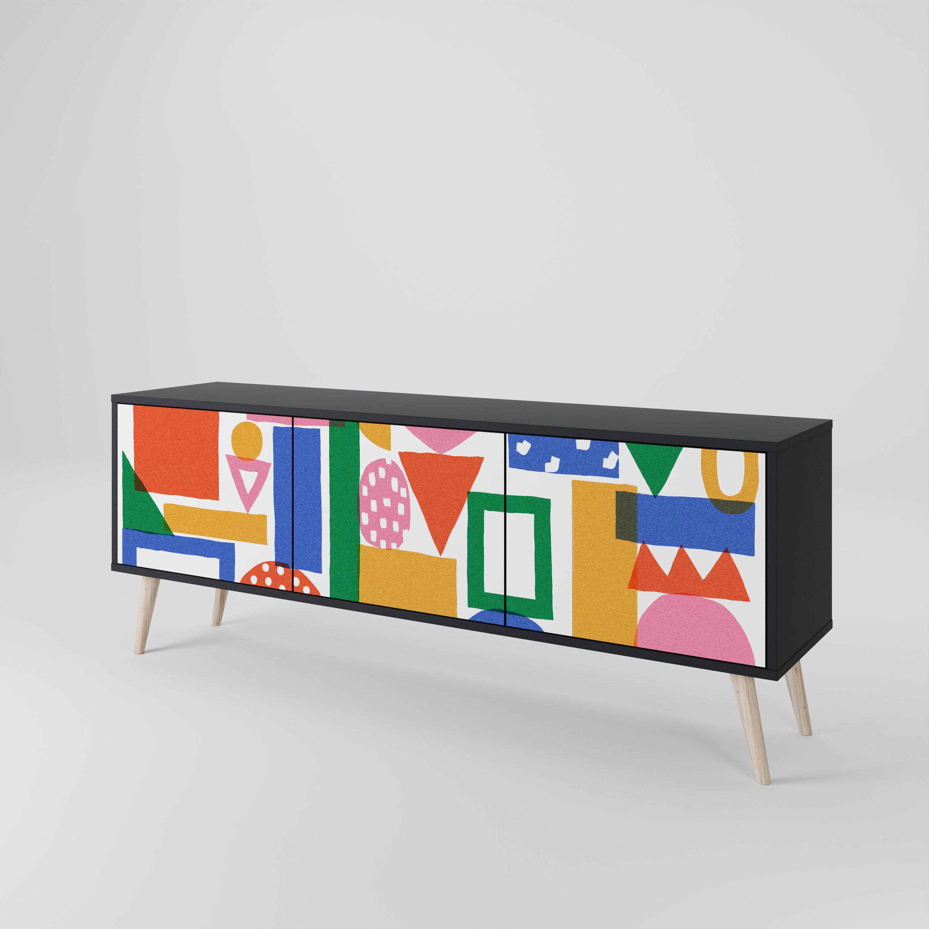 GEOMETRIC GLIMMER TV-bänk med 3 dörrar