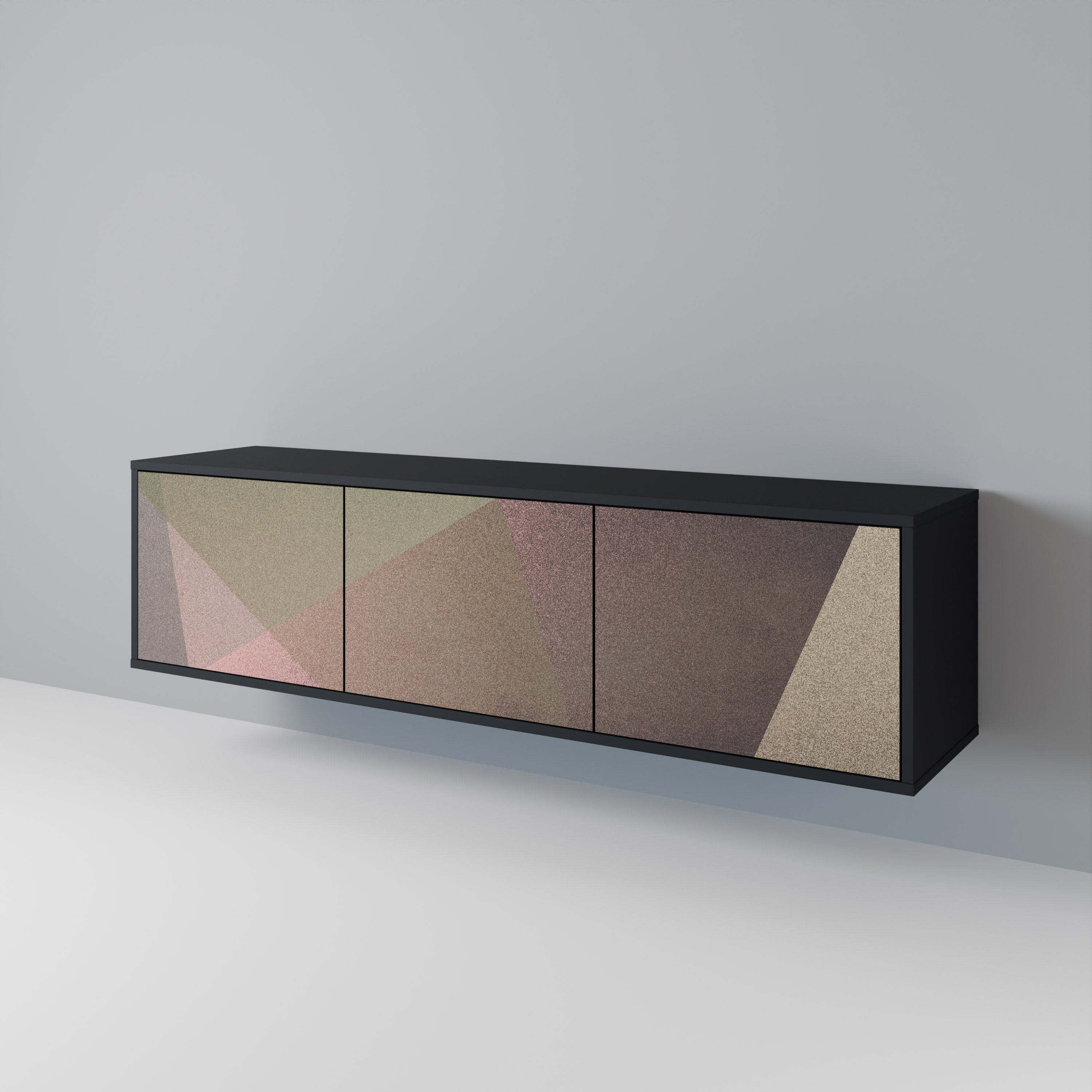 BEIGE GEOMETRY TV-bänk med 3 dörrar