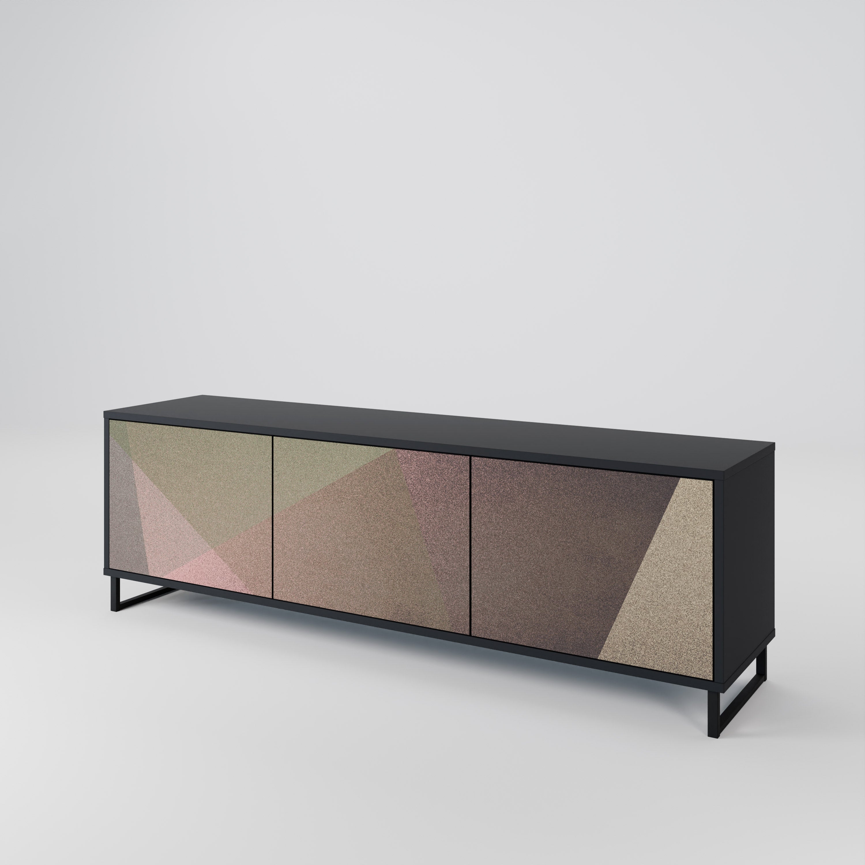 BEIGE GEOMETRY TV-bänk med 3 dörrar