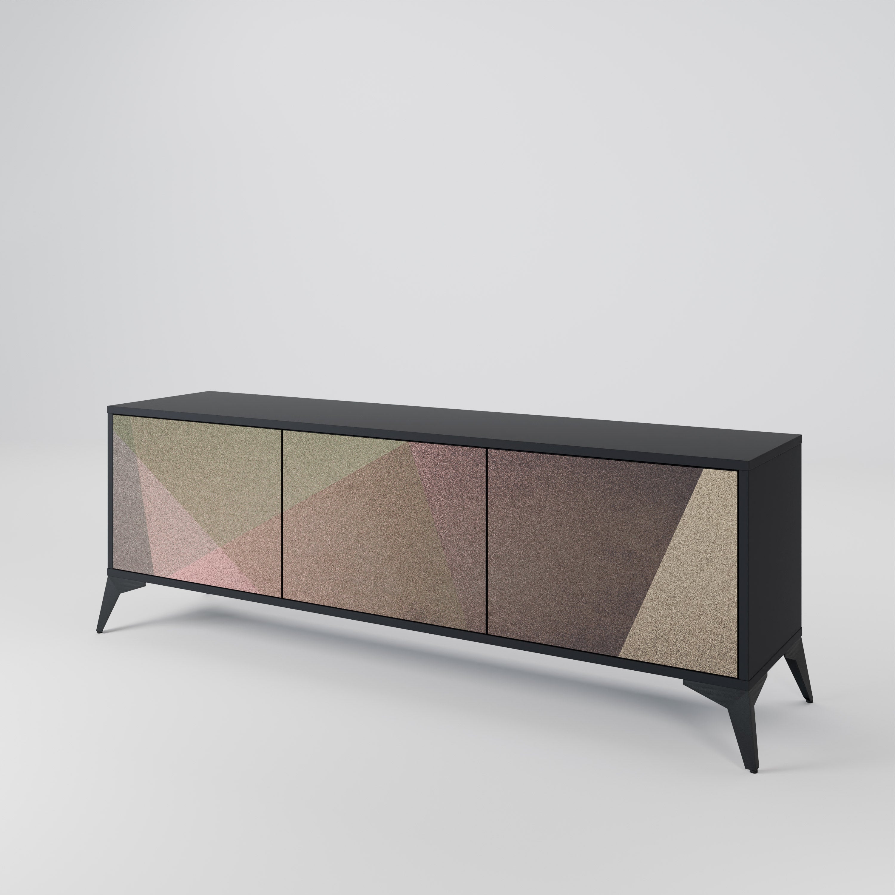 BEIGE GEOMETRY TV-bänk med 3 dörrar