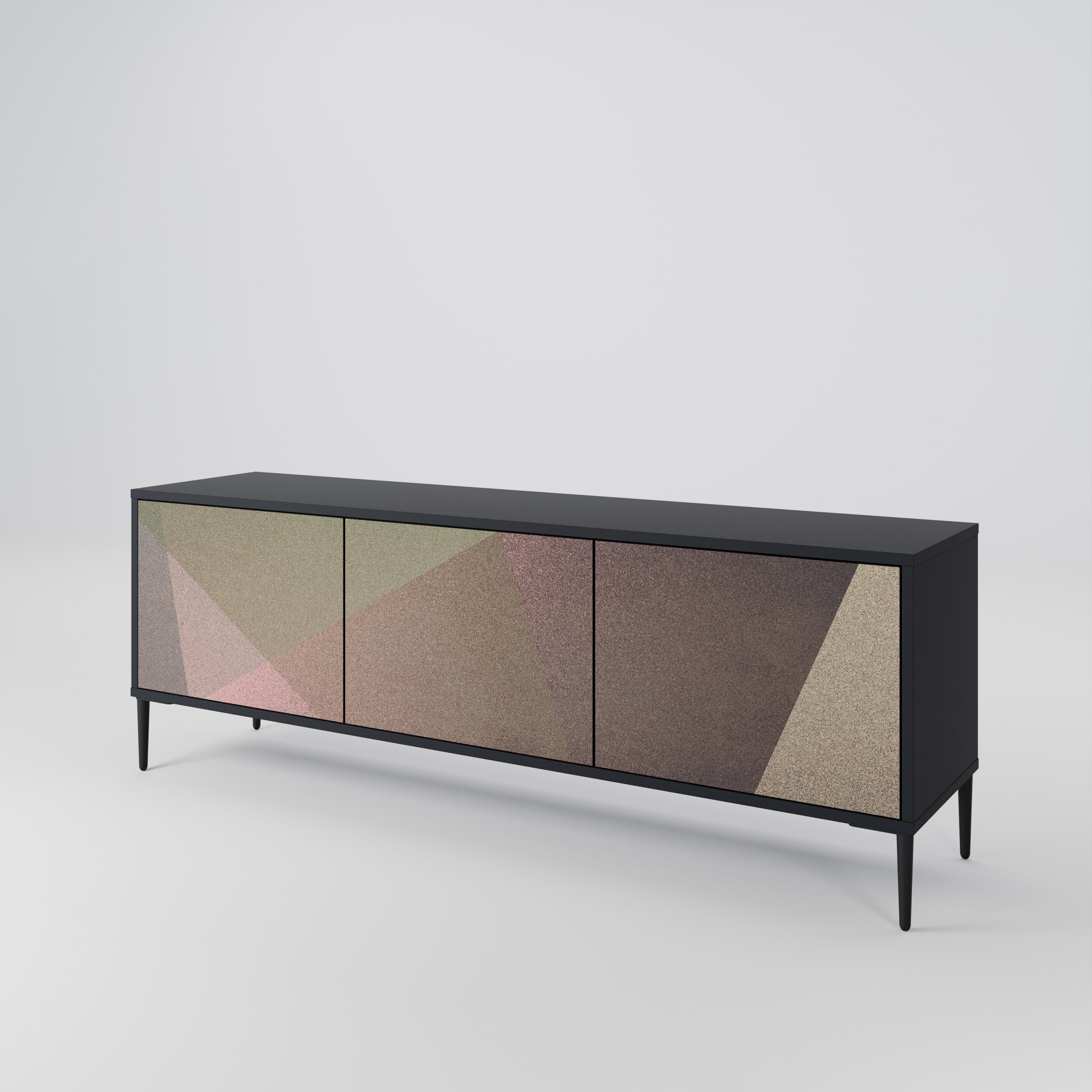 BEIGE GEOMETRY TV-bänk med 3 dörrar