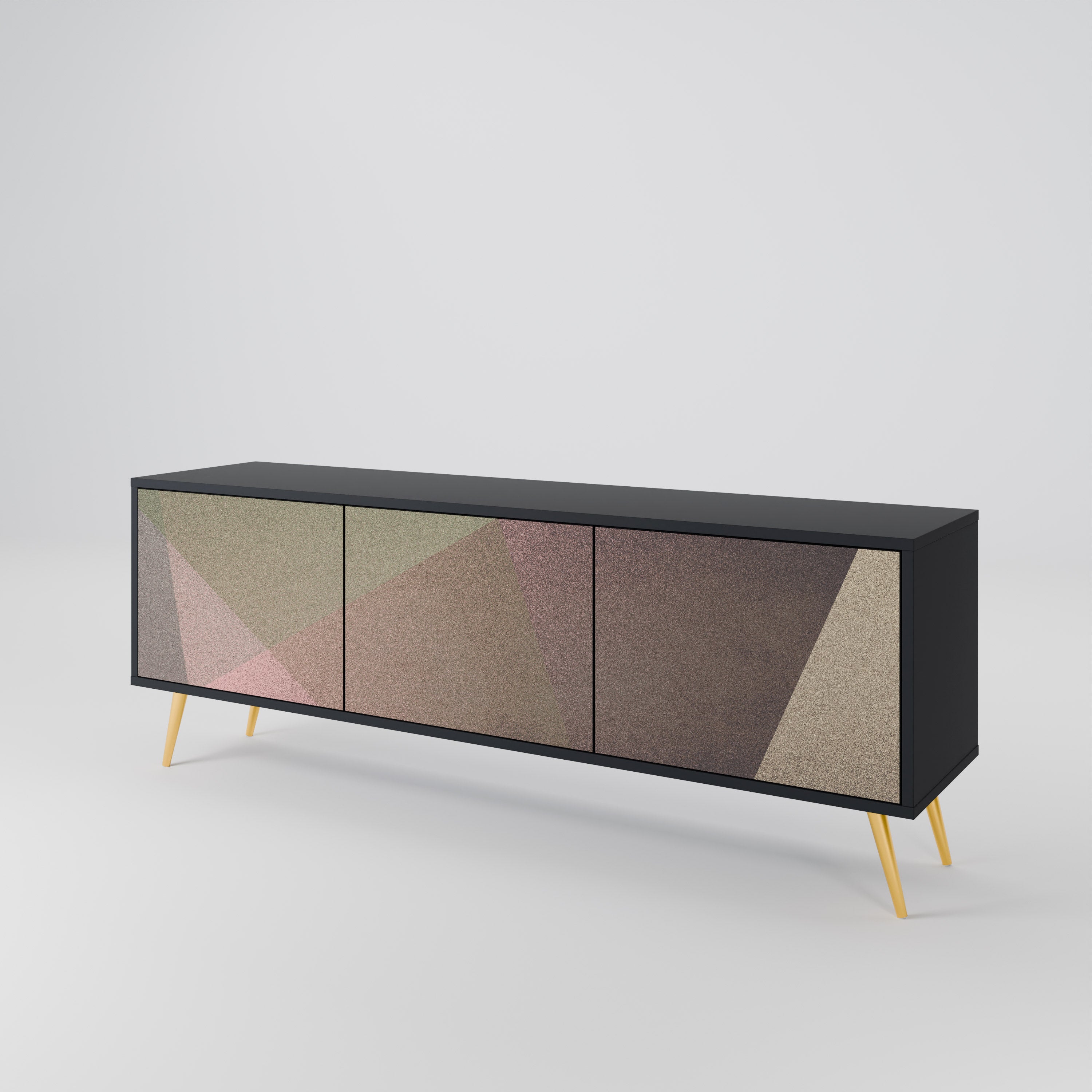 BEIGE GEOMETRY TV-bänk med 3 dörrar