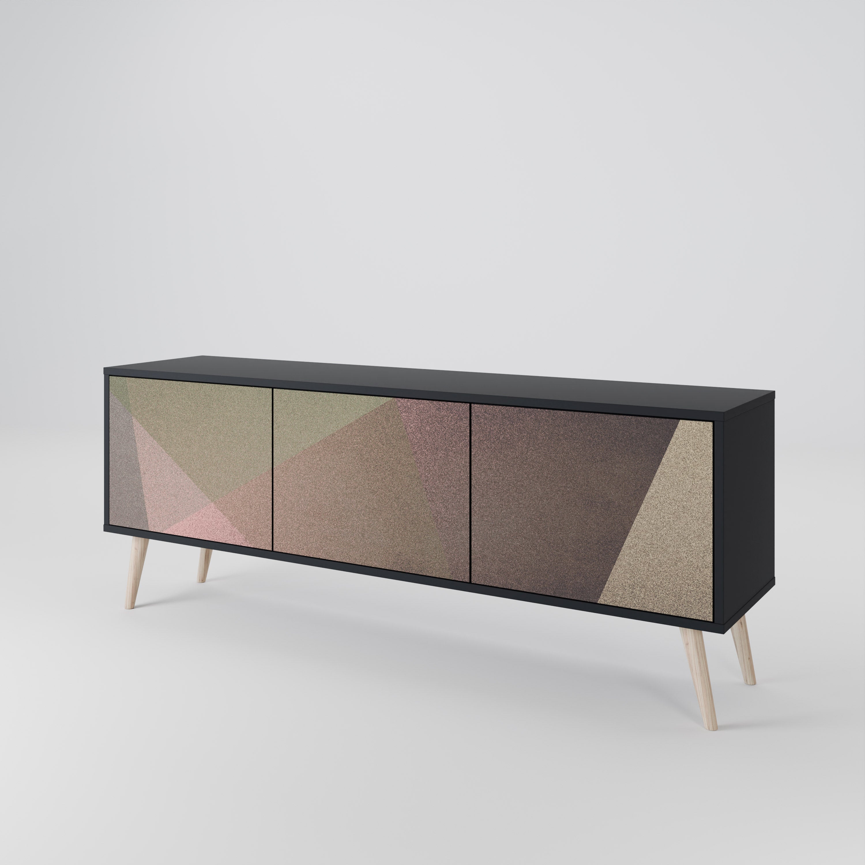 BEIGE GEOMETRY TV-bänk med 3 dörrar