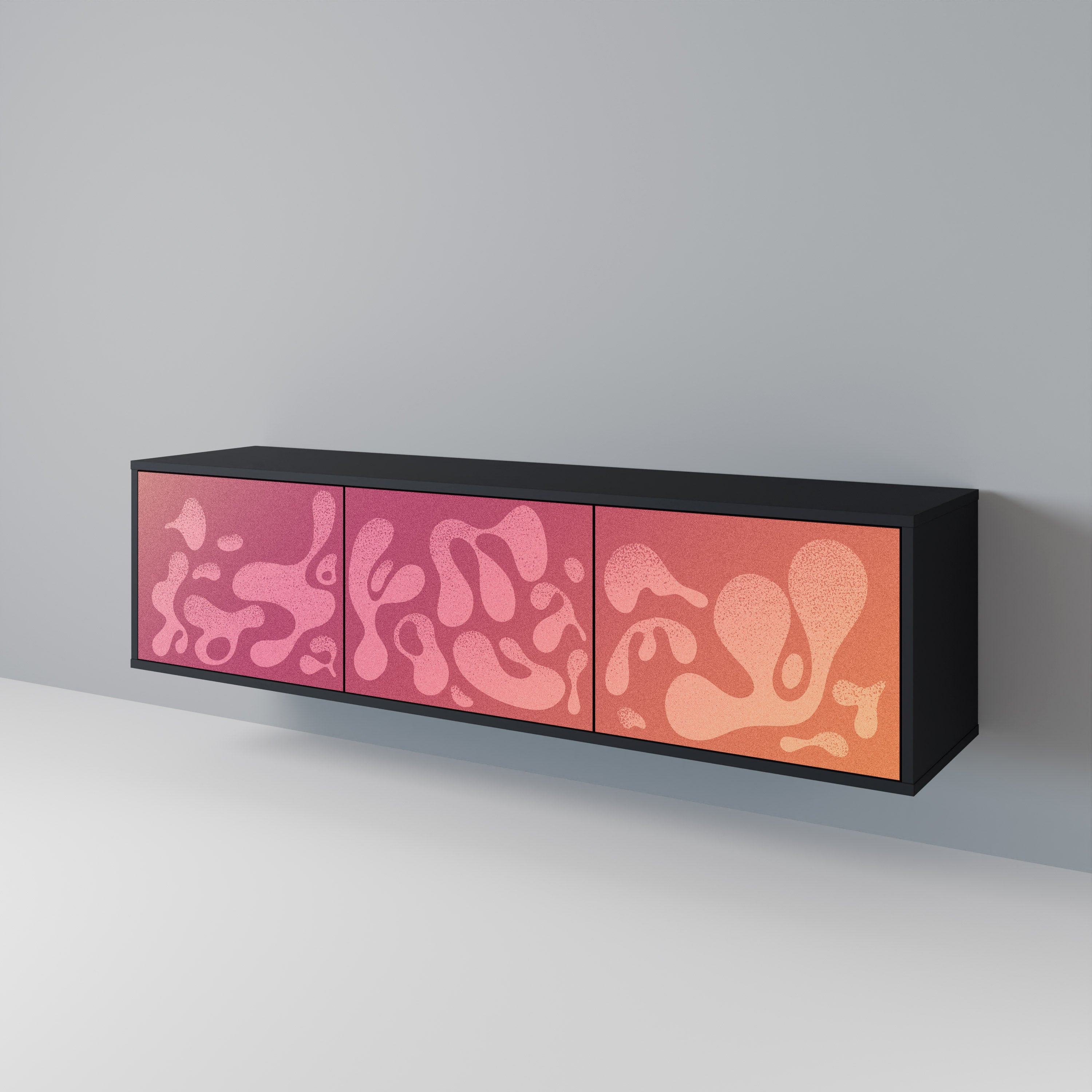 IRREGULAR PINK TV-bänk med 3 dörrar