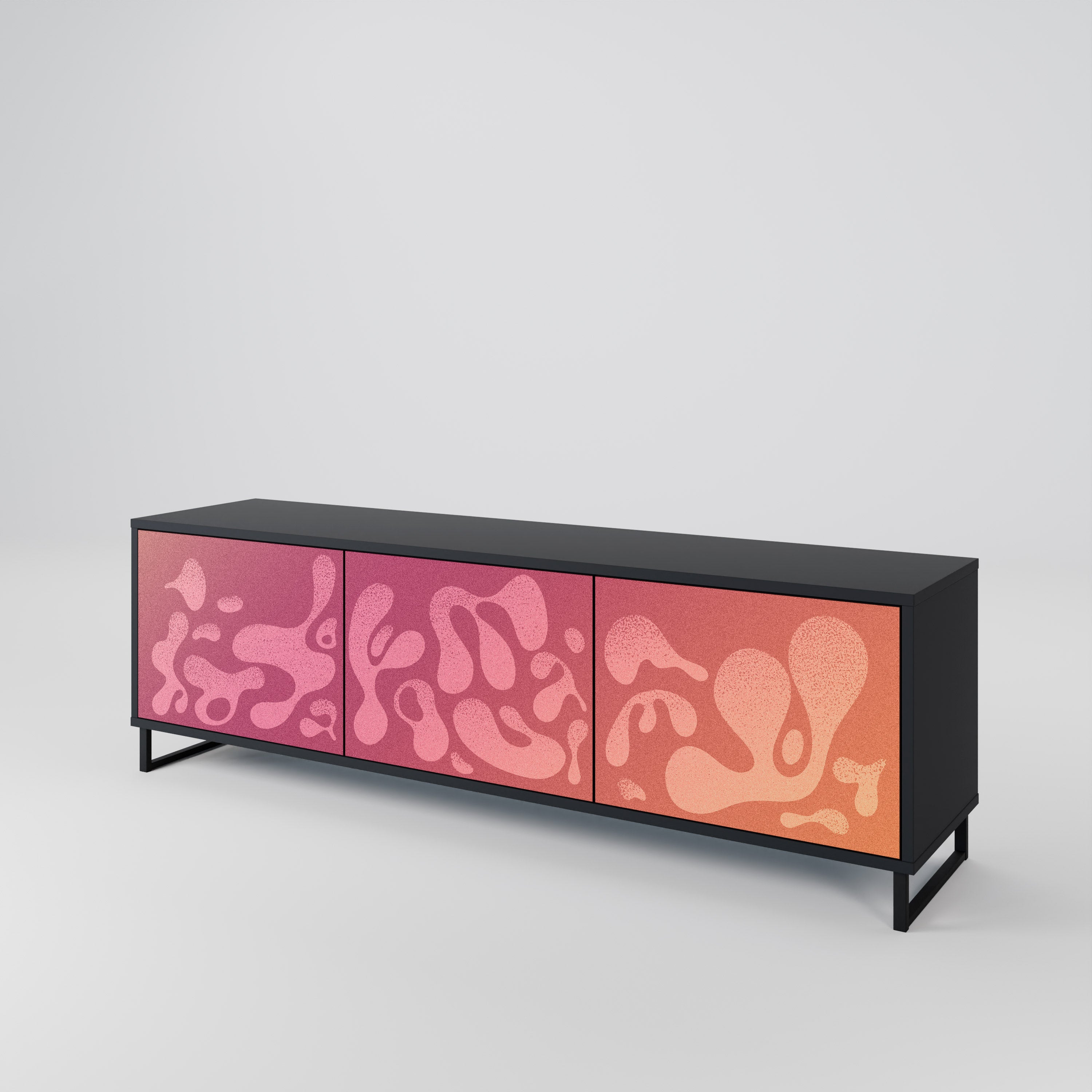 IRREGULAR PINK TV-bänk med 3 dörrar