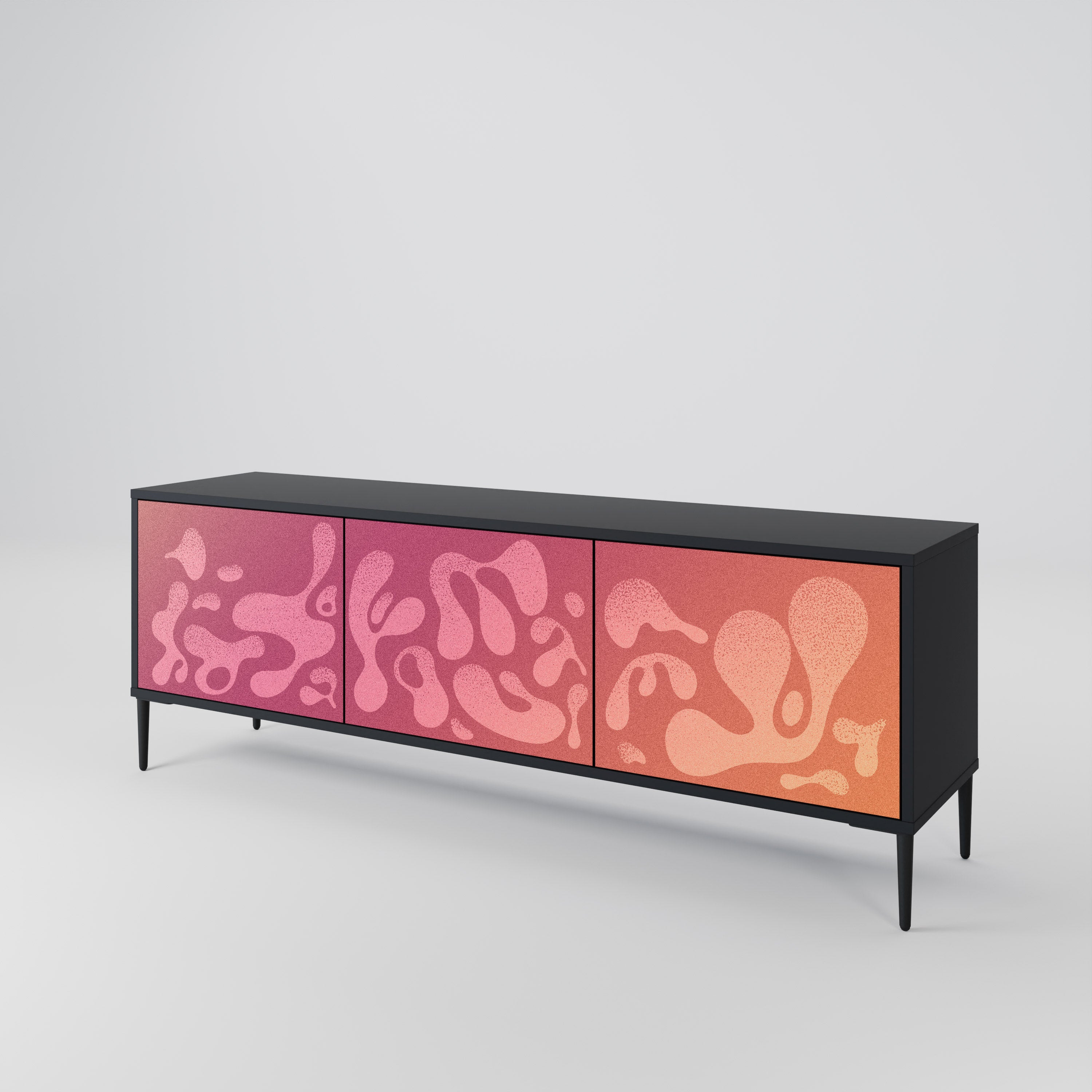 IRREGULAR PINK TV-bänk med 3 dörrar
