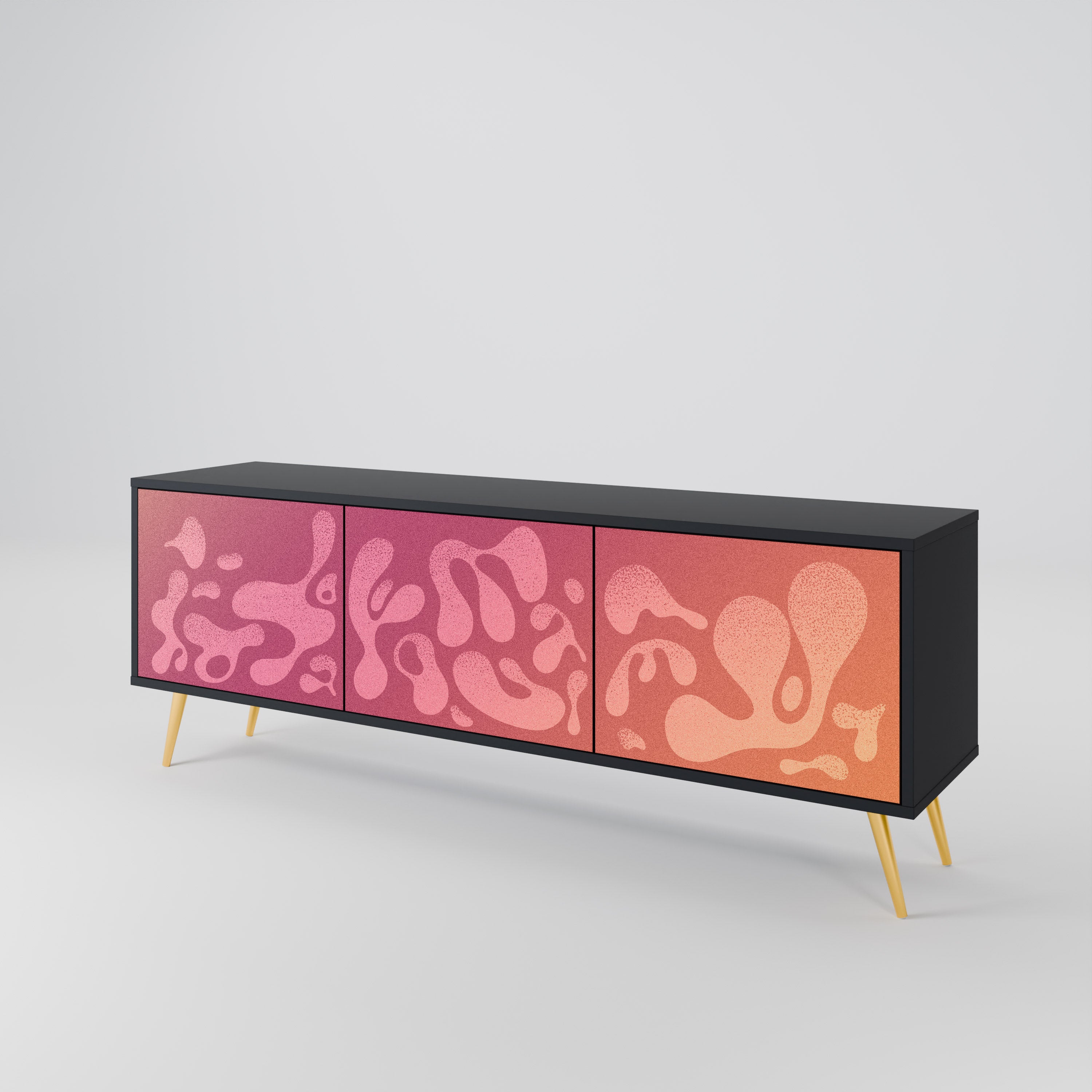 IRREGULAR PINK TV-bänk med 3 dörrar