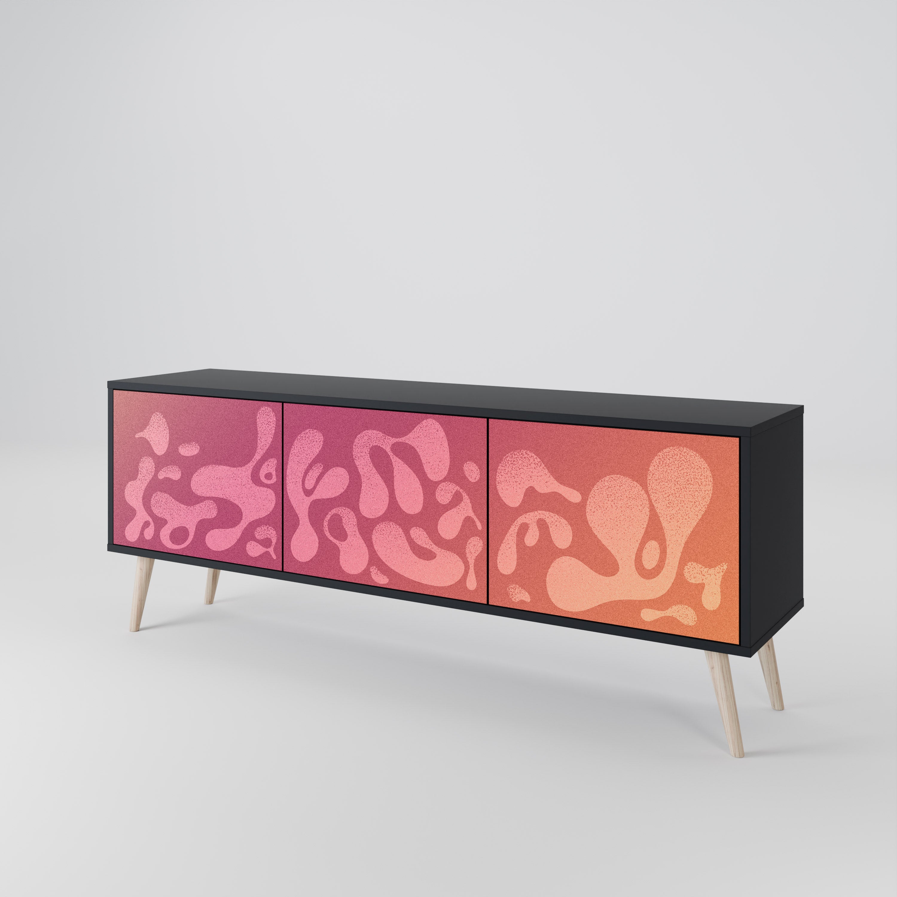 IRREGULAR PINK TV-bänk med 3 dörrar