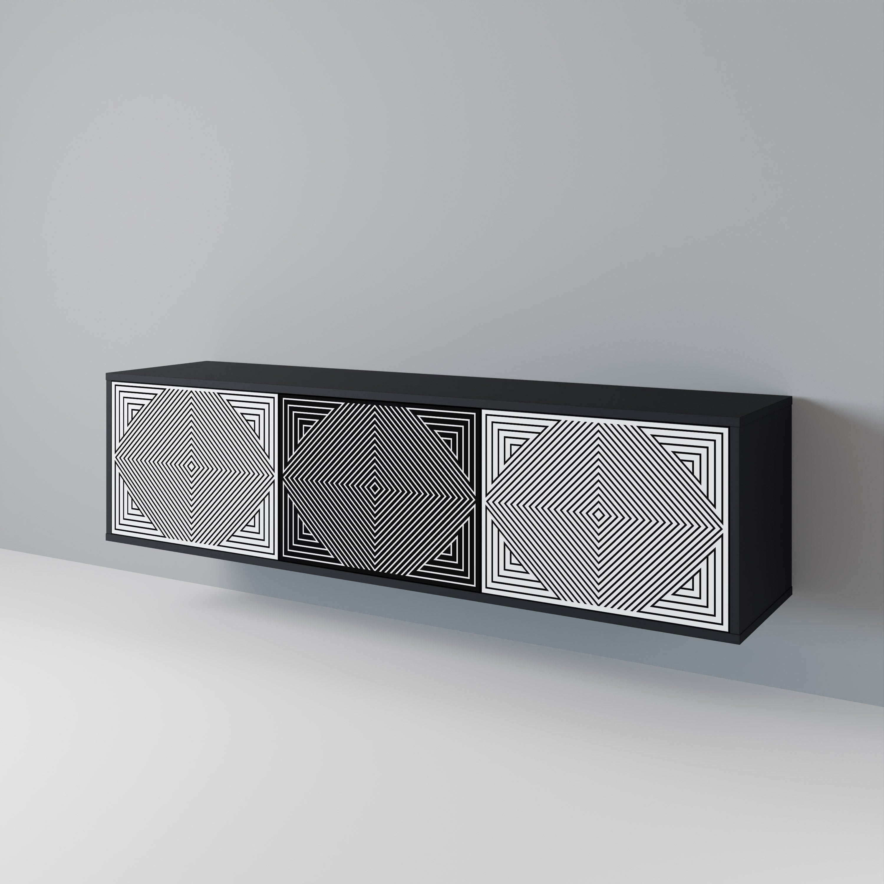 POLYGON ILLUSION TV-bänk med 3 dörrar