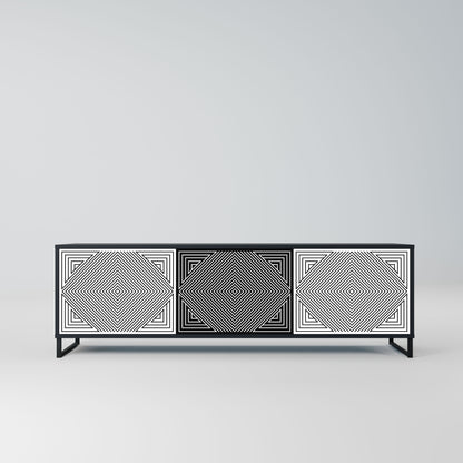 POLYGON ILLUSION 3-Door TV Stand in Black Finish