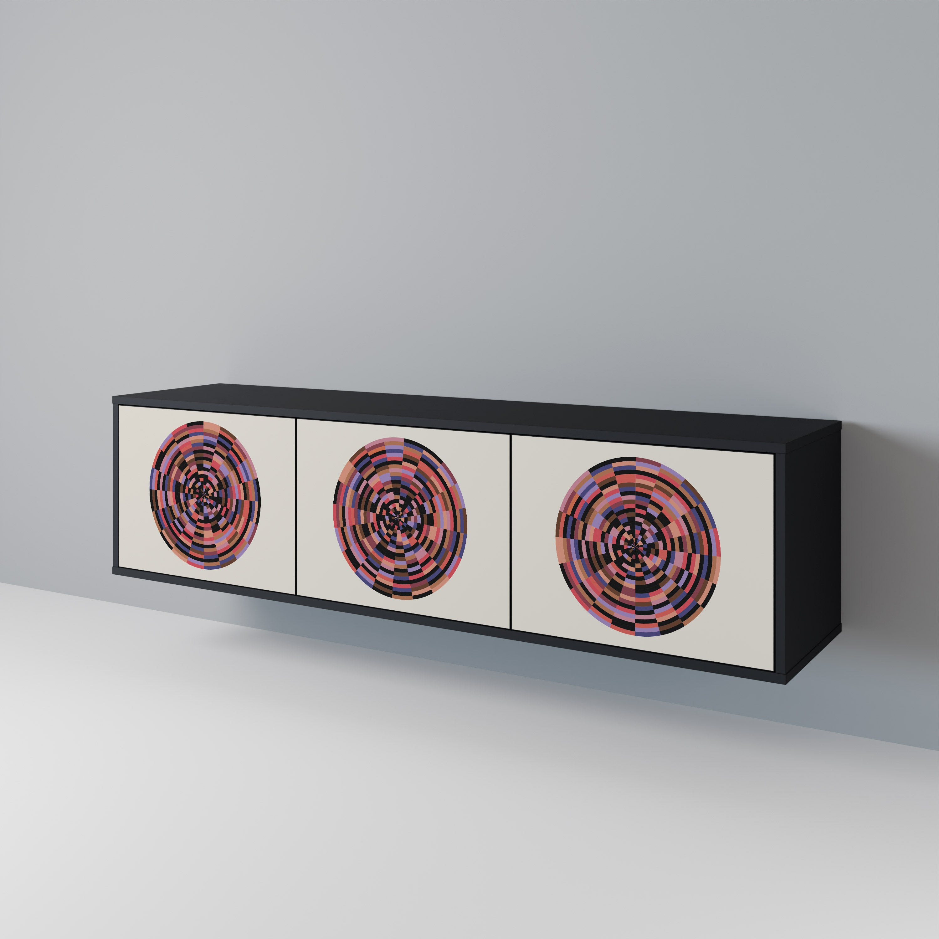BROWN CIRCLES TV-bänk med 3 dörrar