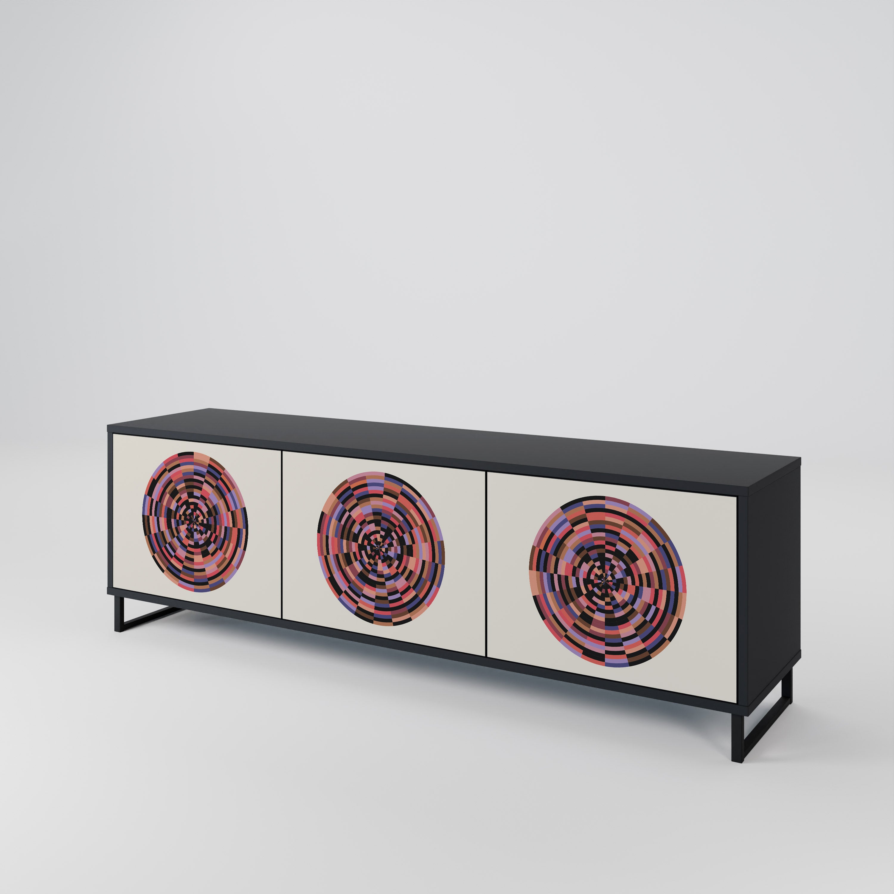 BROWN CIRCLES TV-bänk med 3 dörrar