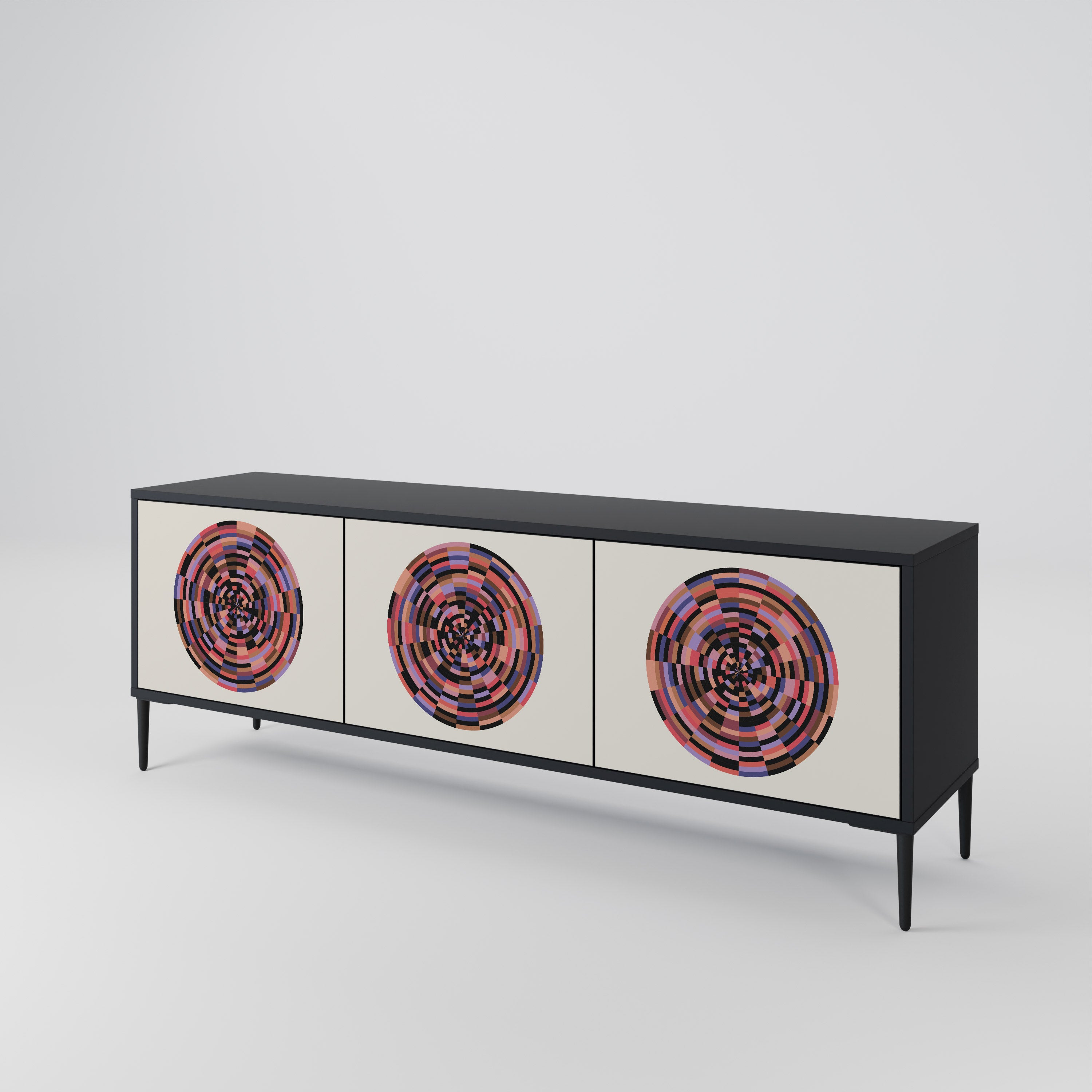 BROWN CIRCLES TV-bänk med 3 dörrar