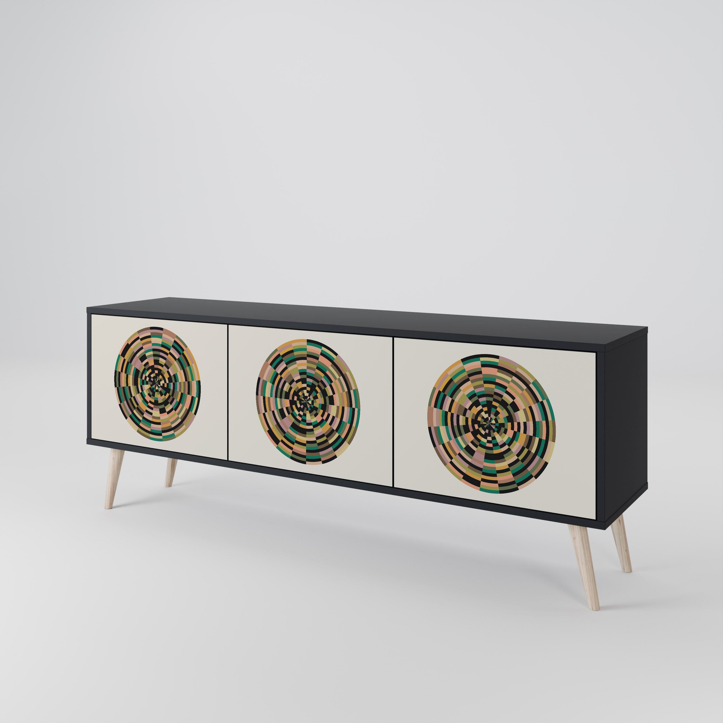 GREEN CIRCLES TV-bänk med 3 dörrar