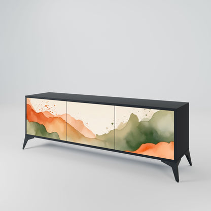 WATERCOLOUR PEAKS 3-Door TV Stand in Black Finish