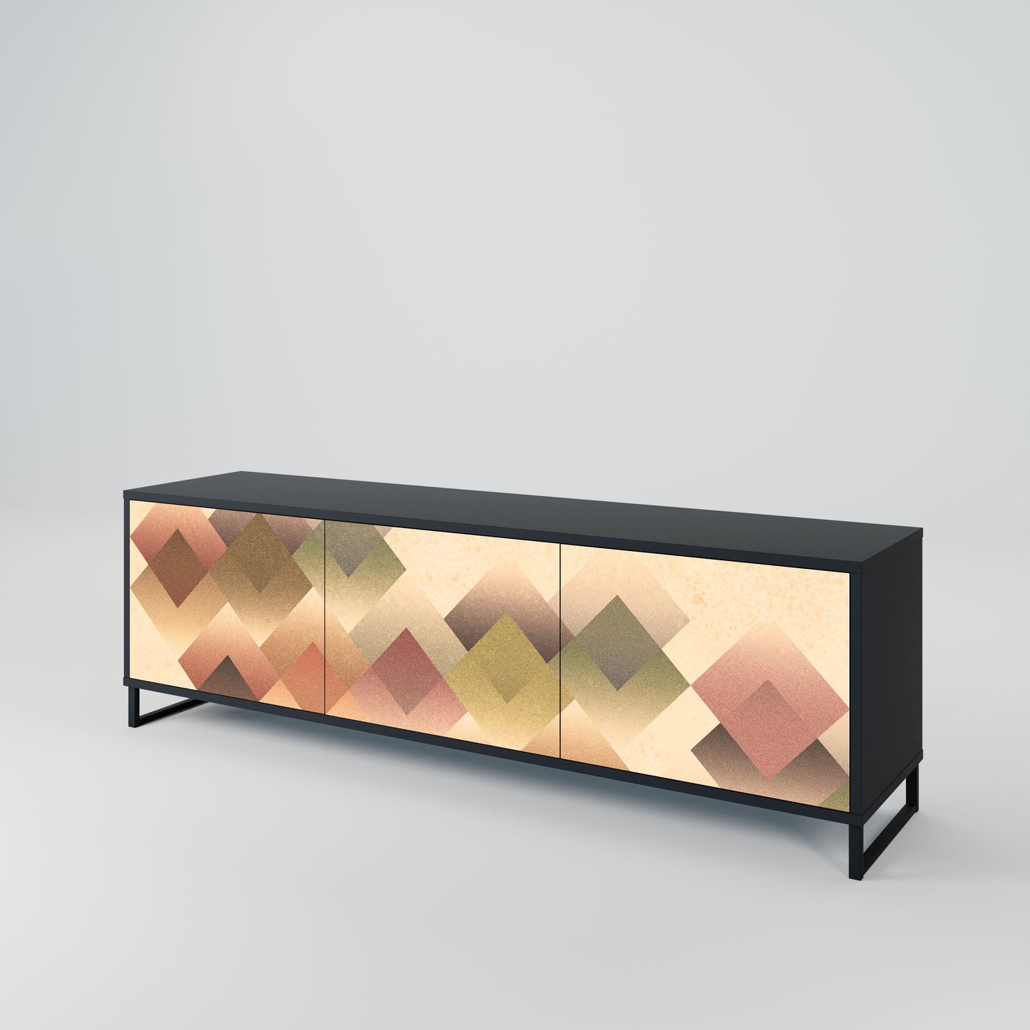 Mobile TV GEOMETRIC FUSION a 3 ante in finitura nera