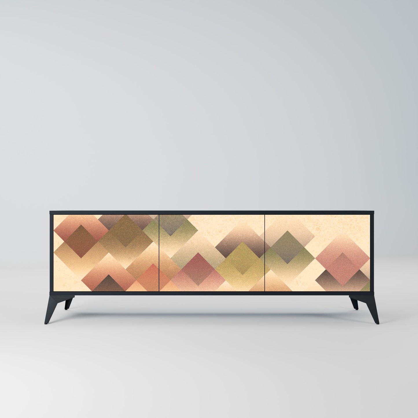 Mobile TV GEOMETRIC FUSION a 3 ante in finitura nera