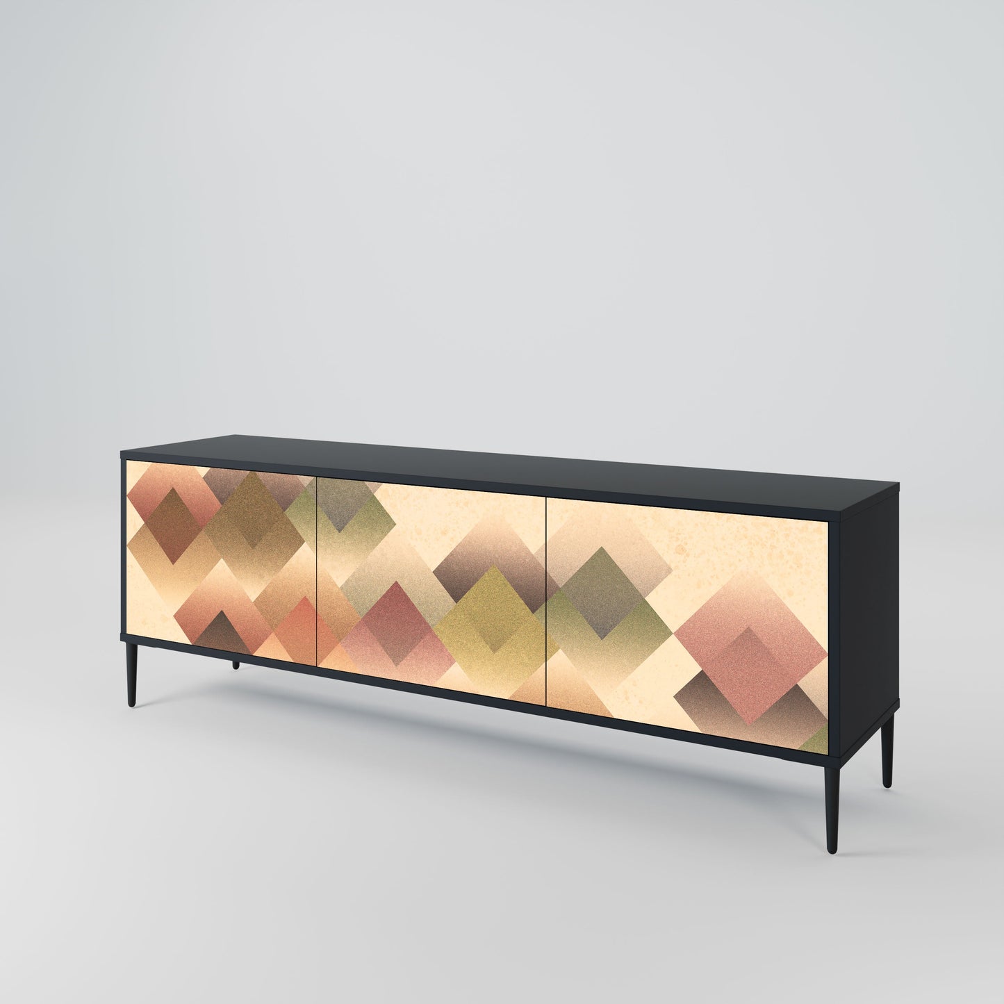 Mobile TV GEOMETRIC FUSION a 3 ante in finitura nera