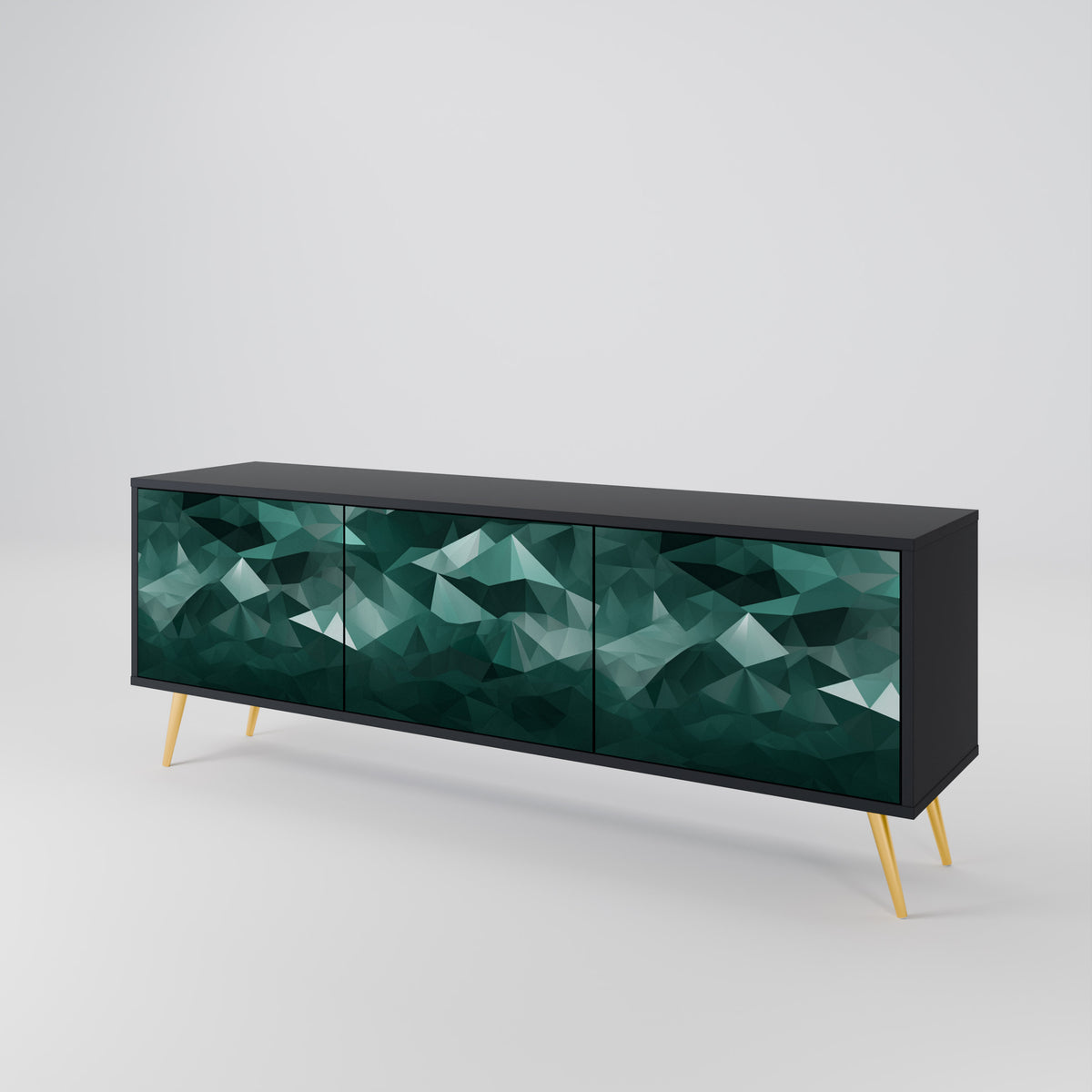 POLYGONAL FLOATING Třídveřový TV stolek
