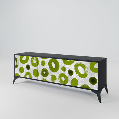 GREEN RHAPSODY 3-Door TV Stand in Black Finish