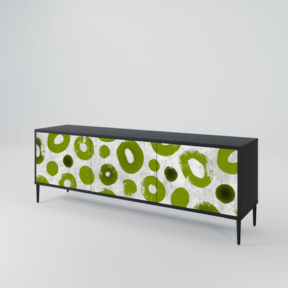 GREEN RHAPSODY 3-Door TV Stand in Black Finish