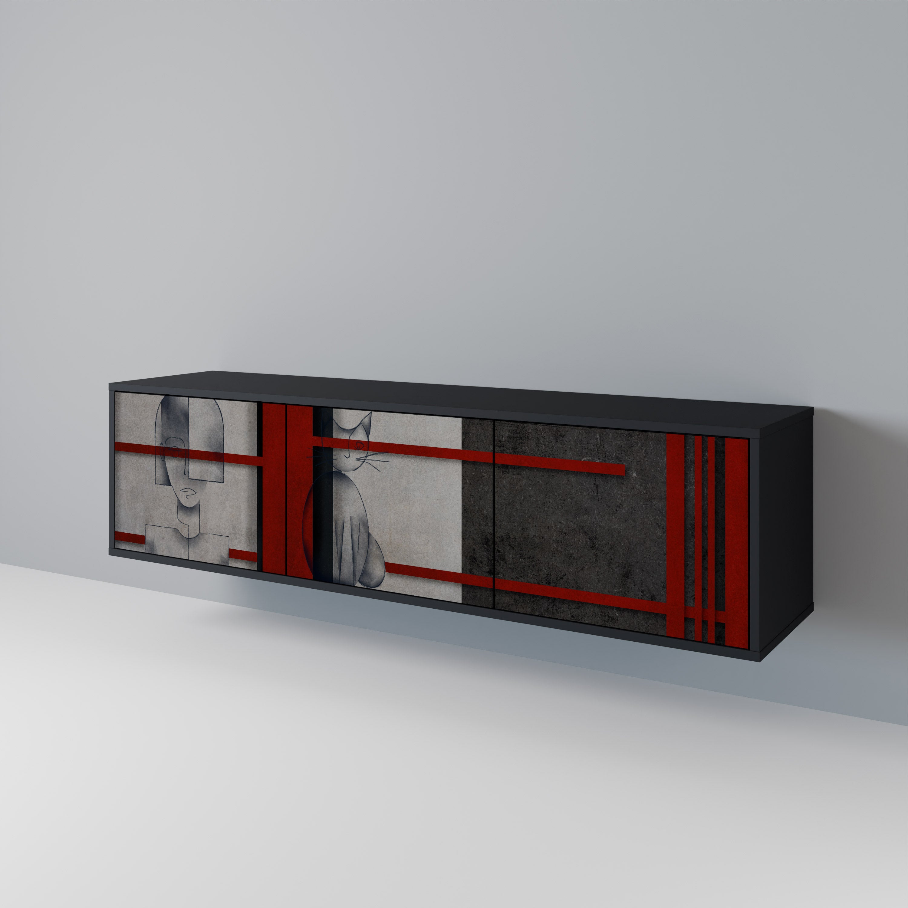 GRAY FIGURES Mueble de TV de 3 Puertas
