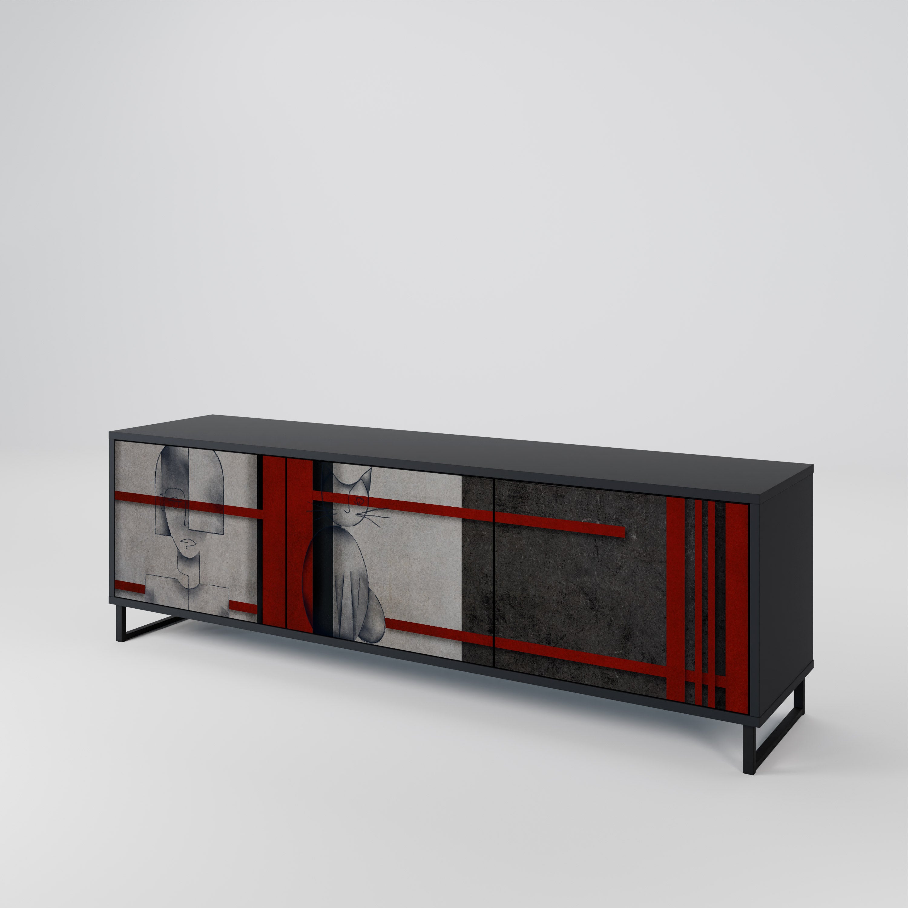 GRAY FIGURES Mueble de TV de 3 Puertas