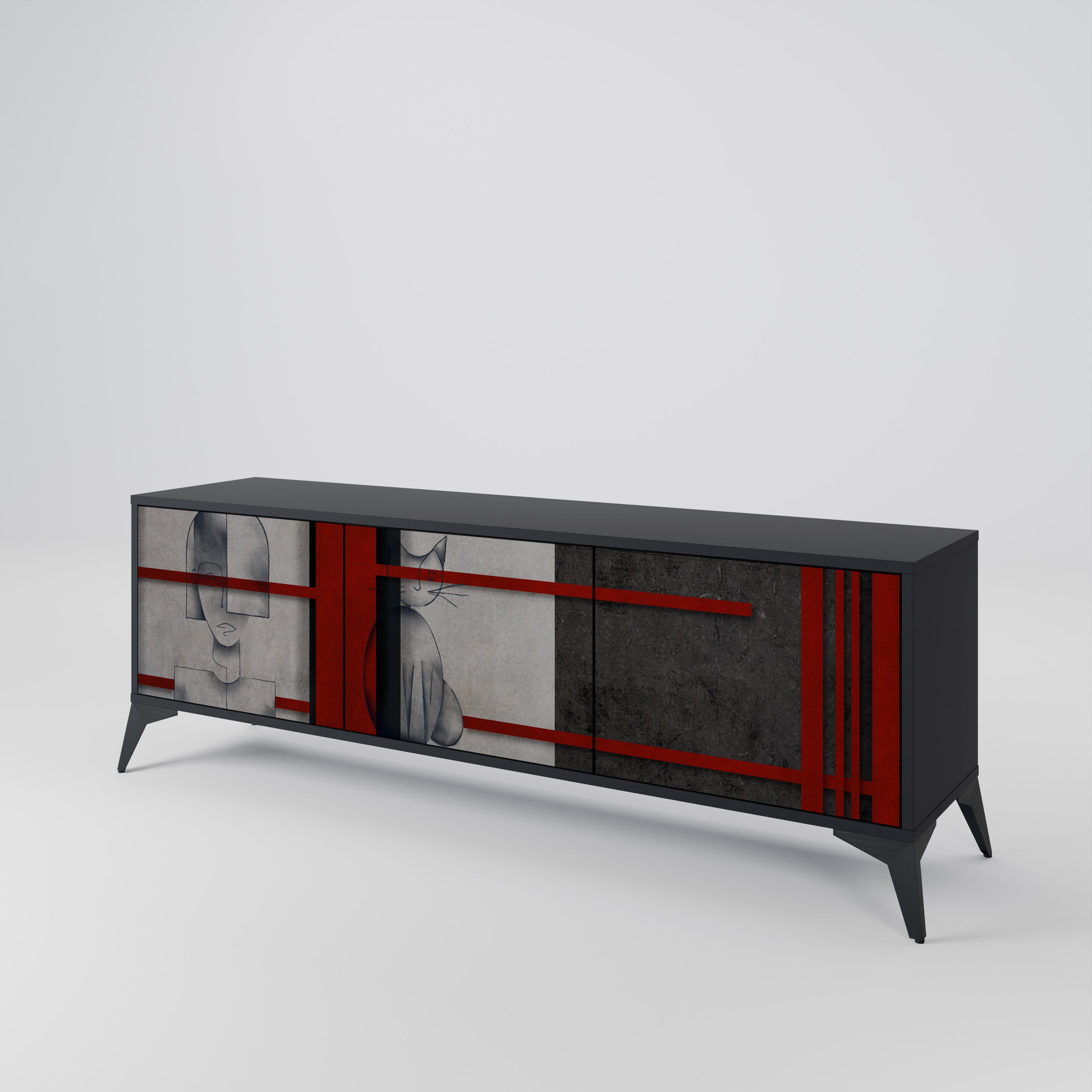 GRAY FIGURES Mueble de TV de 3 Puertas