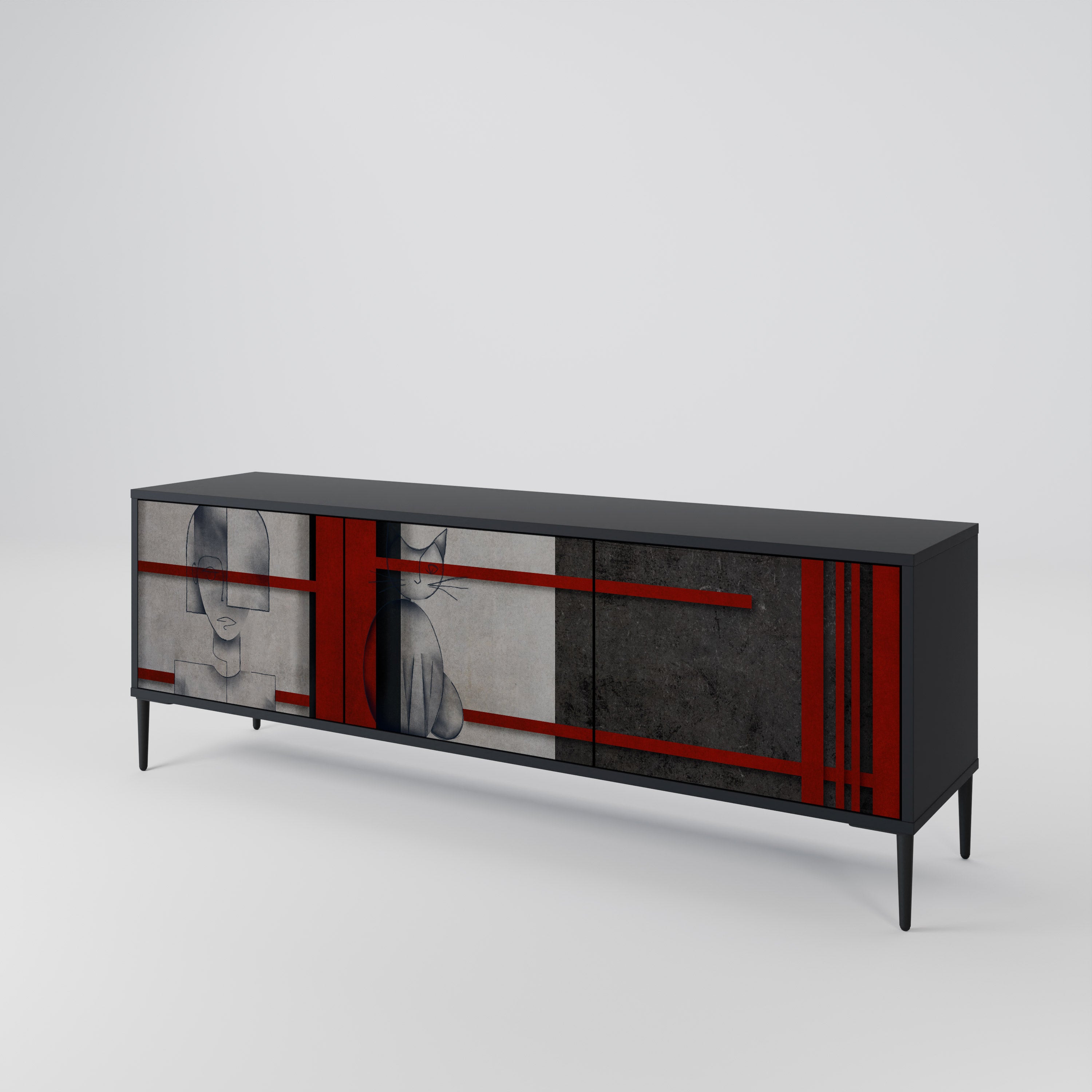 GRAY FIGURES Mueble de TV de 3 Puertas