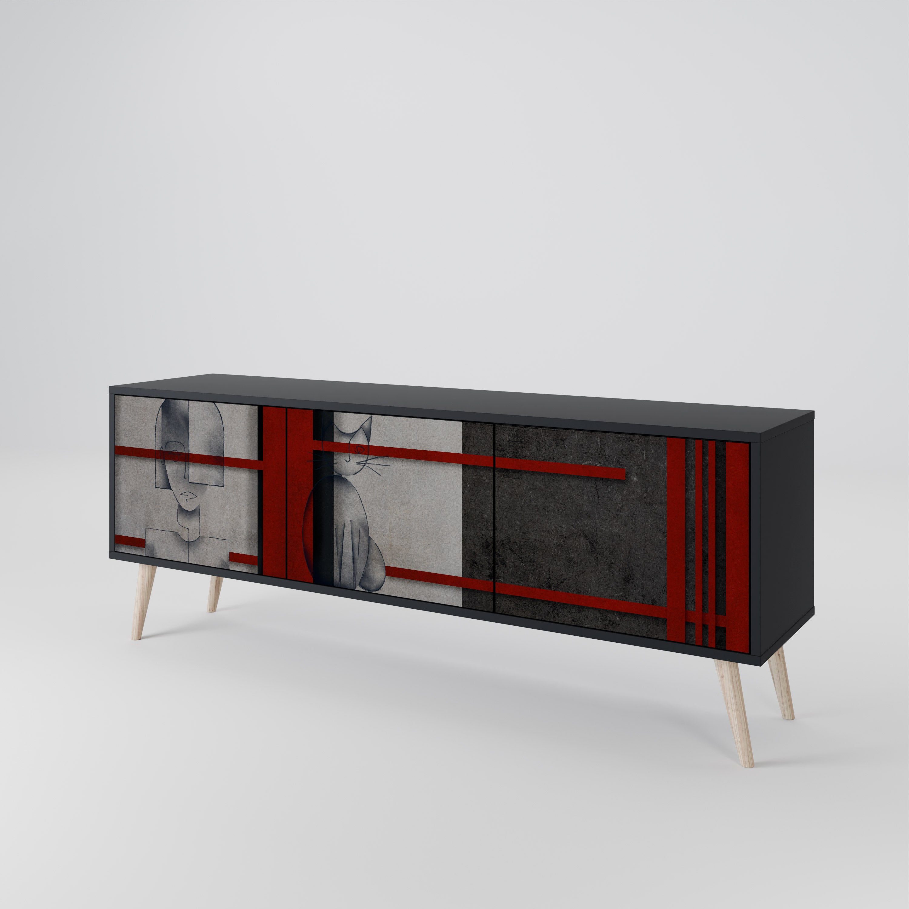 GRAY FIGURES Mueble de TV de 3 Puertas