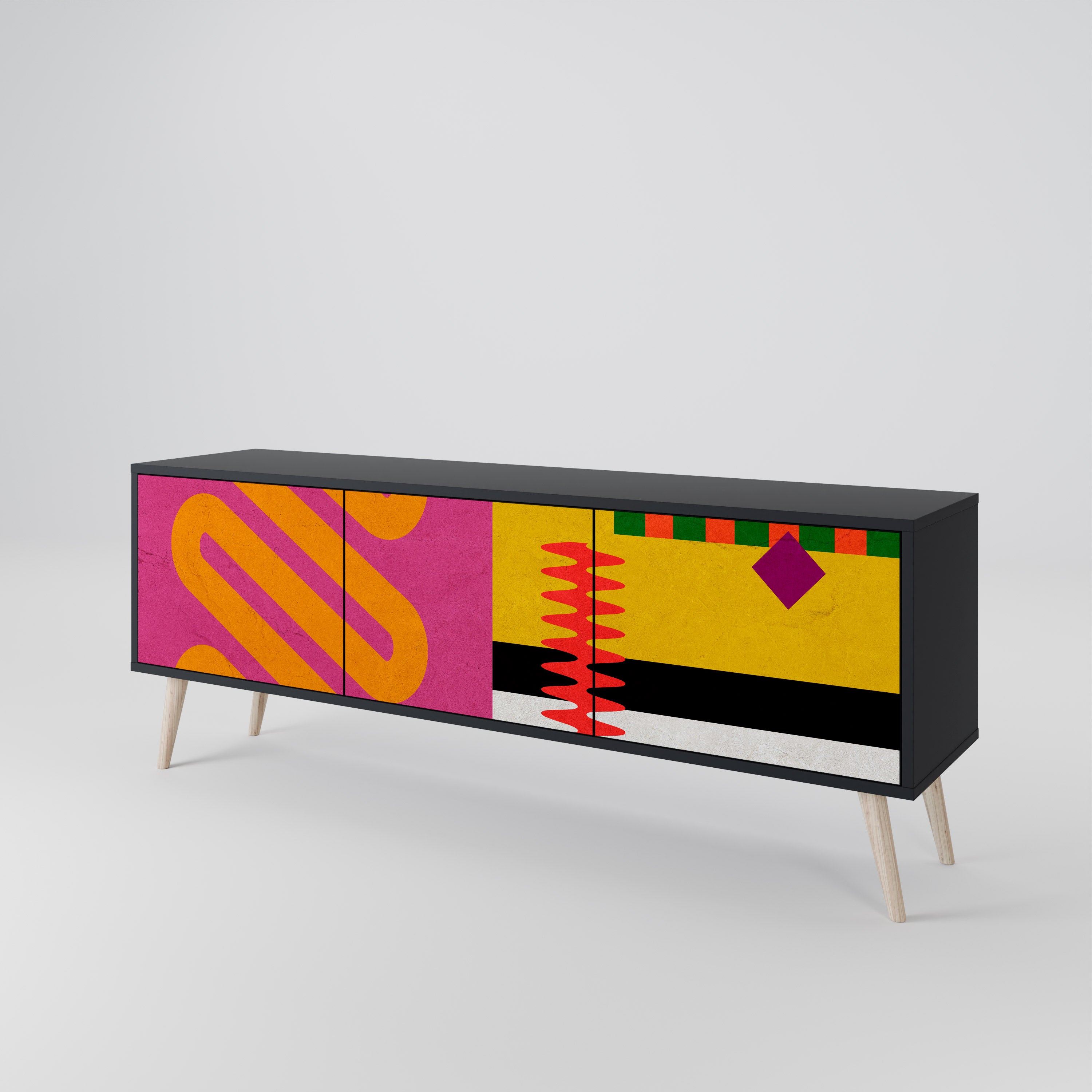 VIVID ART Mueble de TV de 3 Puertas