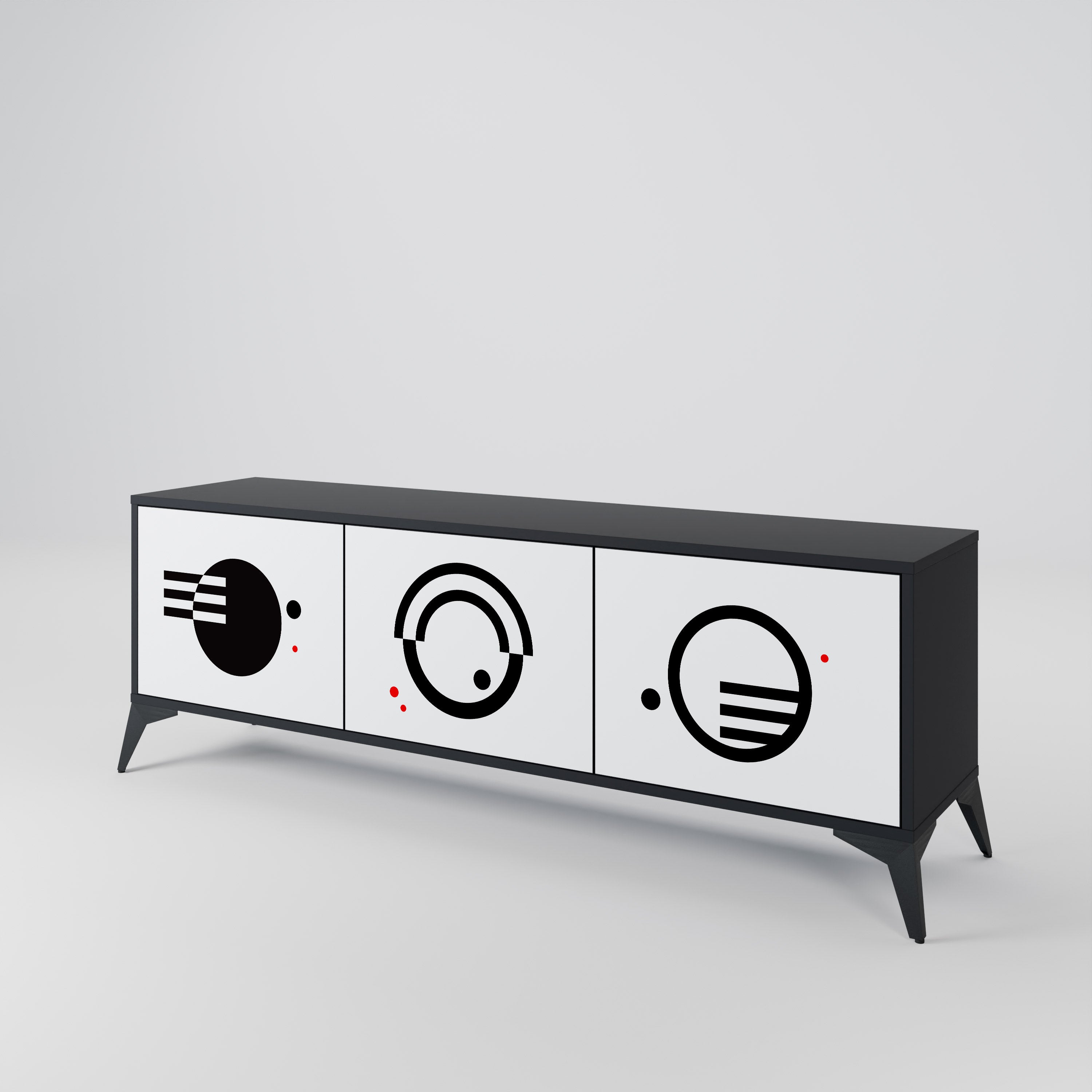 BLACK AND WHITE COMBINATION Mueble de TV de 3 Puertas