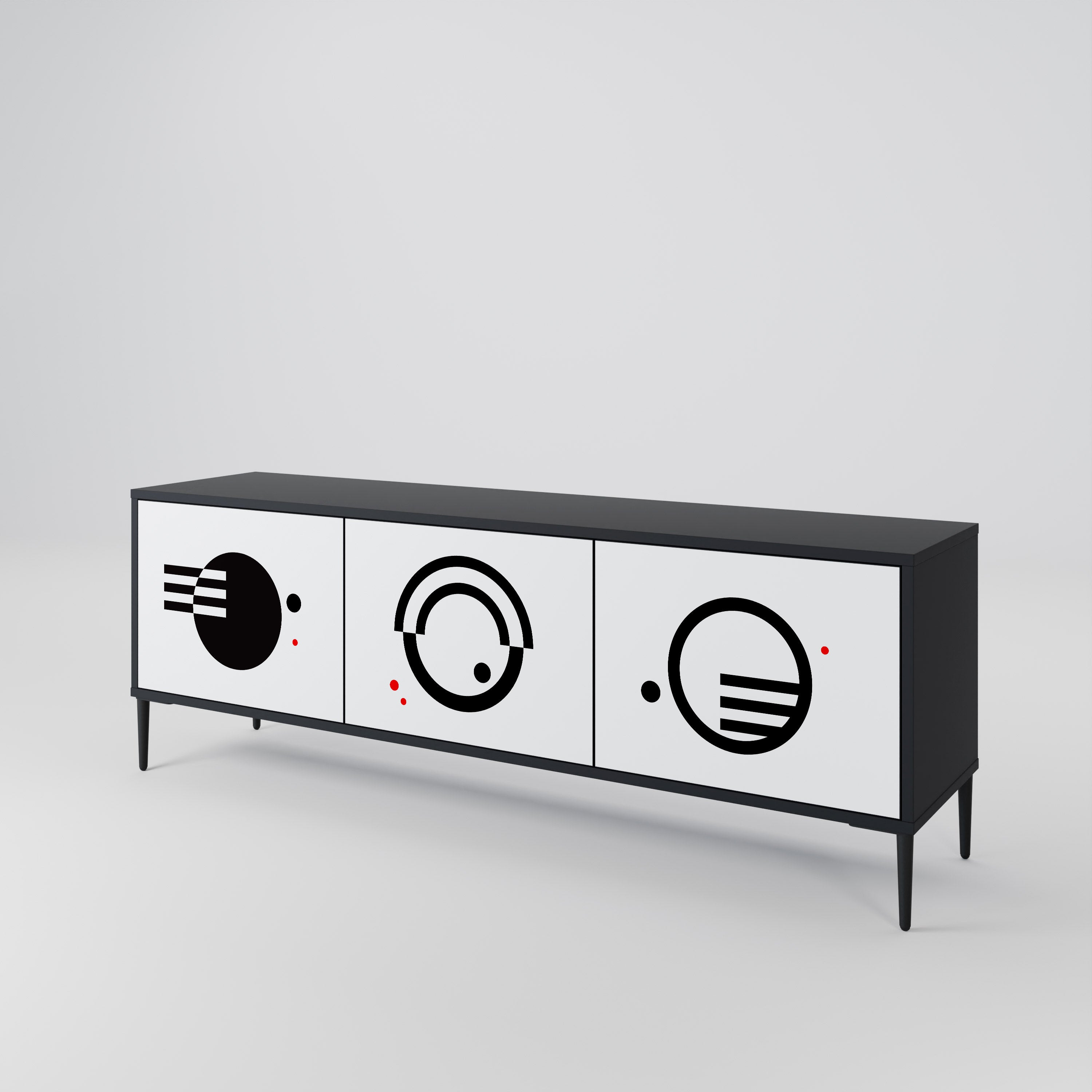 BLACK AND WHITE COMBINATION Mueble de TV de 3 Puertas