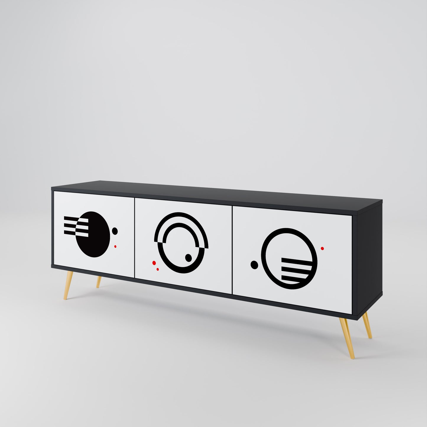 BLACK AND WHITE COMBINATION TV-bänk med 3 dörrar