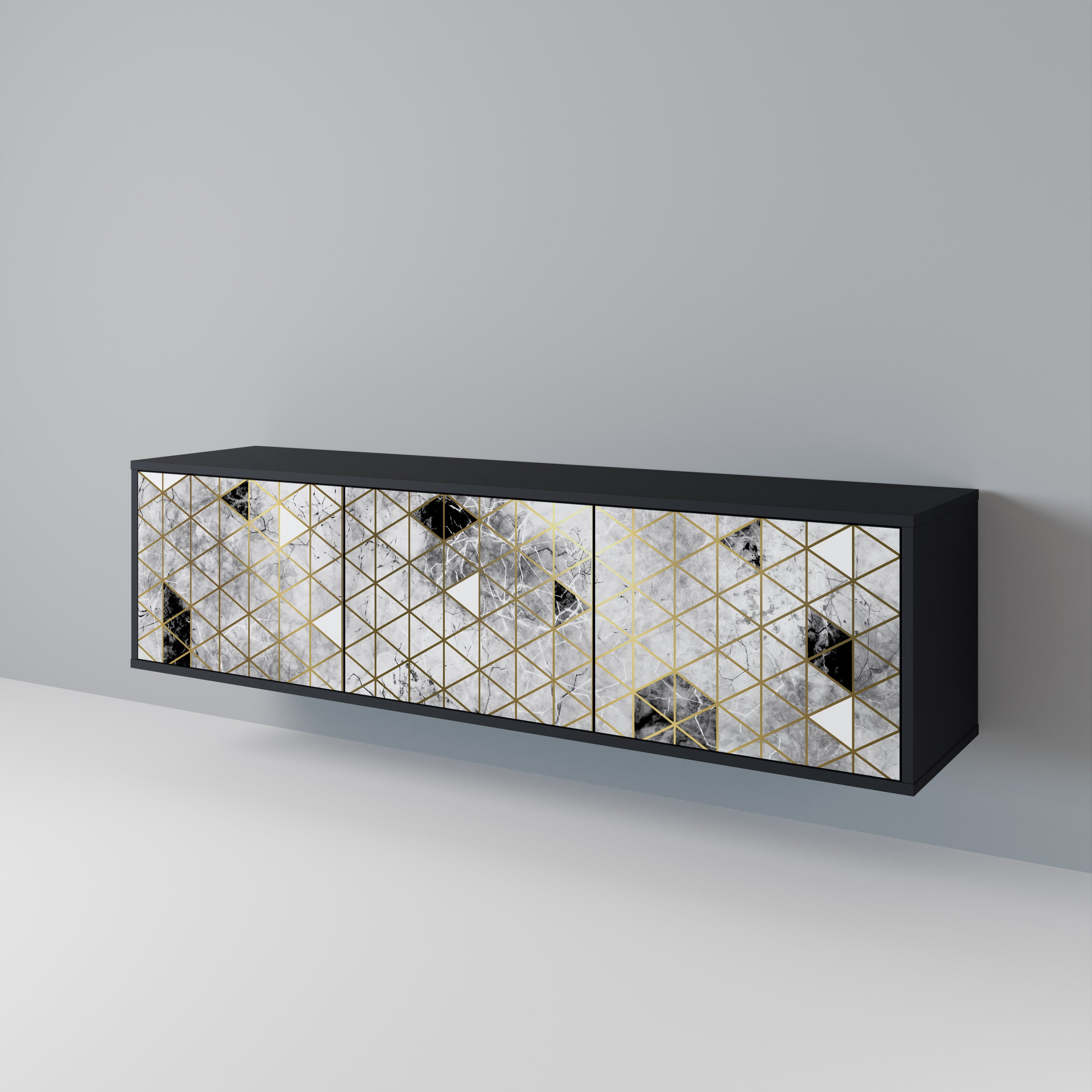 ASHEN ARIA Mueble de TV de 3 Puertas