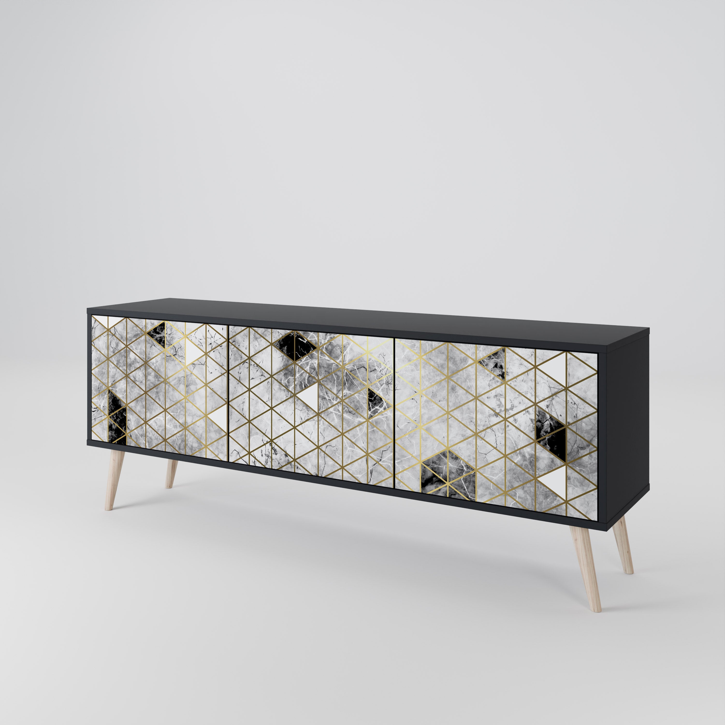 ASHEN ARIA Mueble de TV de 3 Puertas