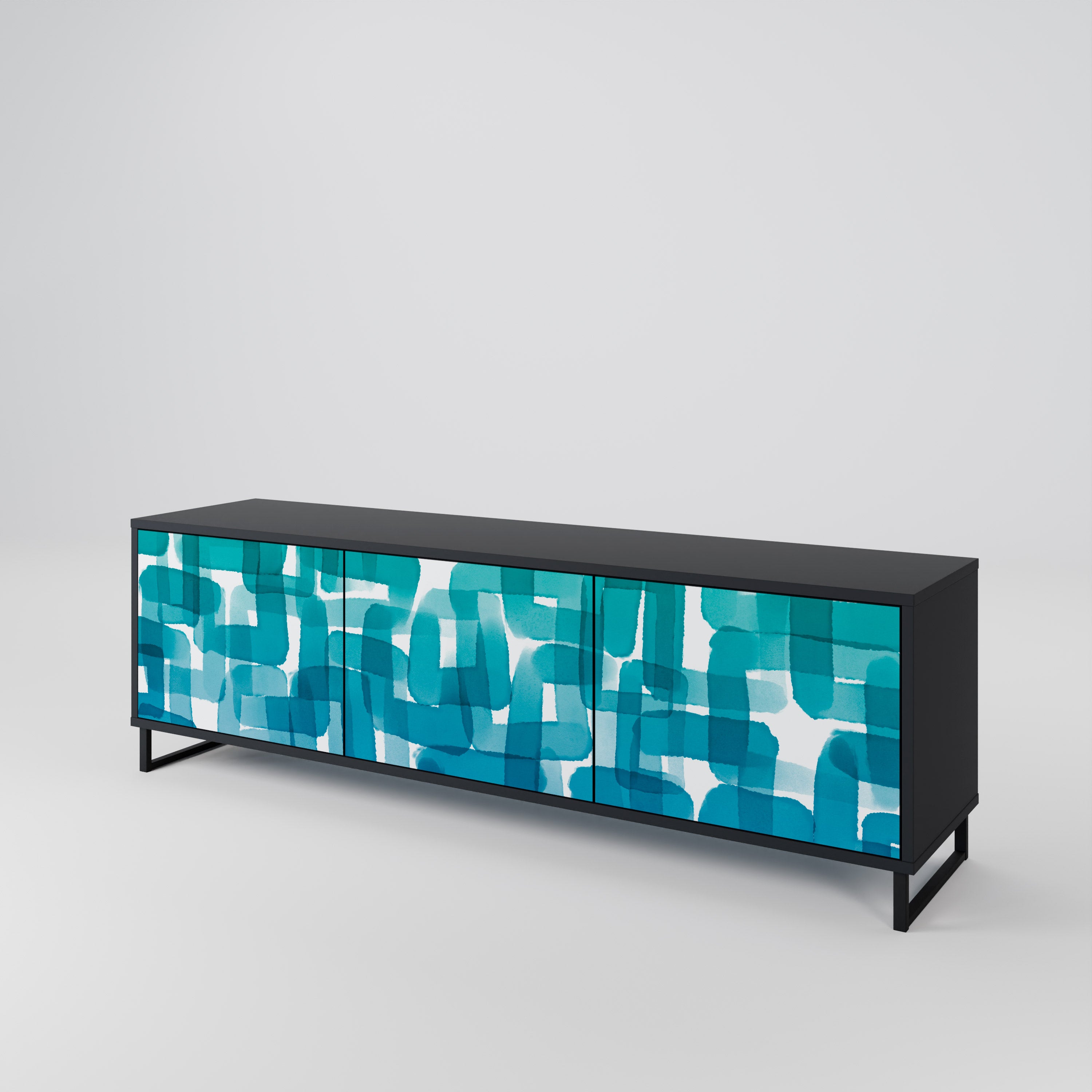 TURQUOISE RECTANGLES Mueble de TV de 3 Puertas