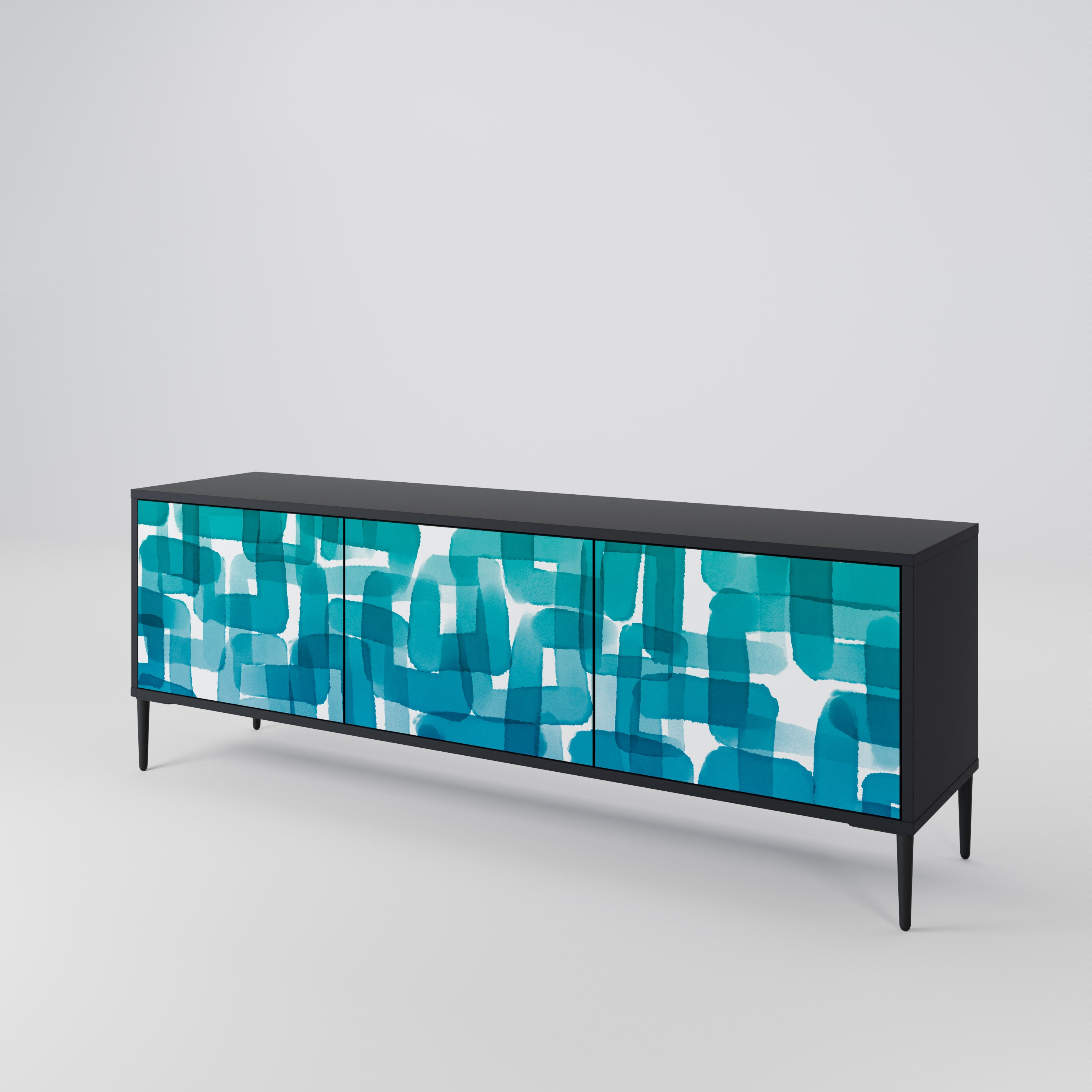 TURQUOISE RECTANGLES Mueble de TV de 3 Puertas