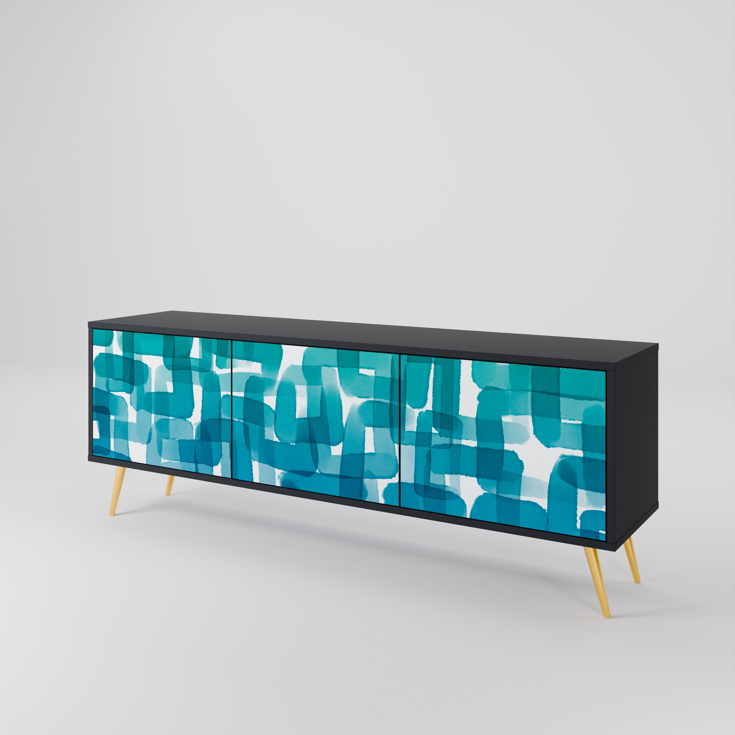 TURQUOISE RECTANGLES Mueble de TV de 3 Puertas