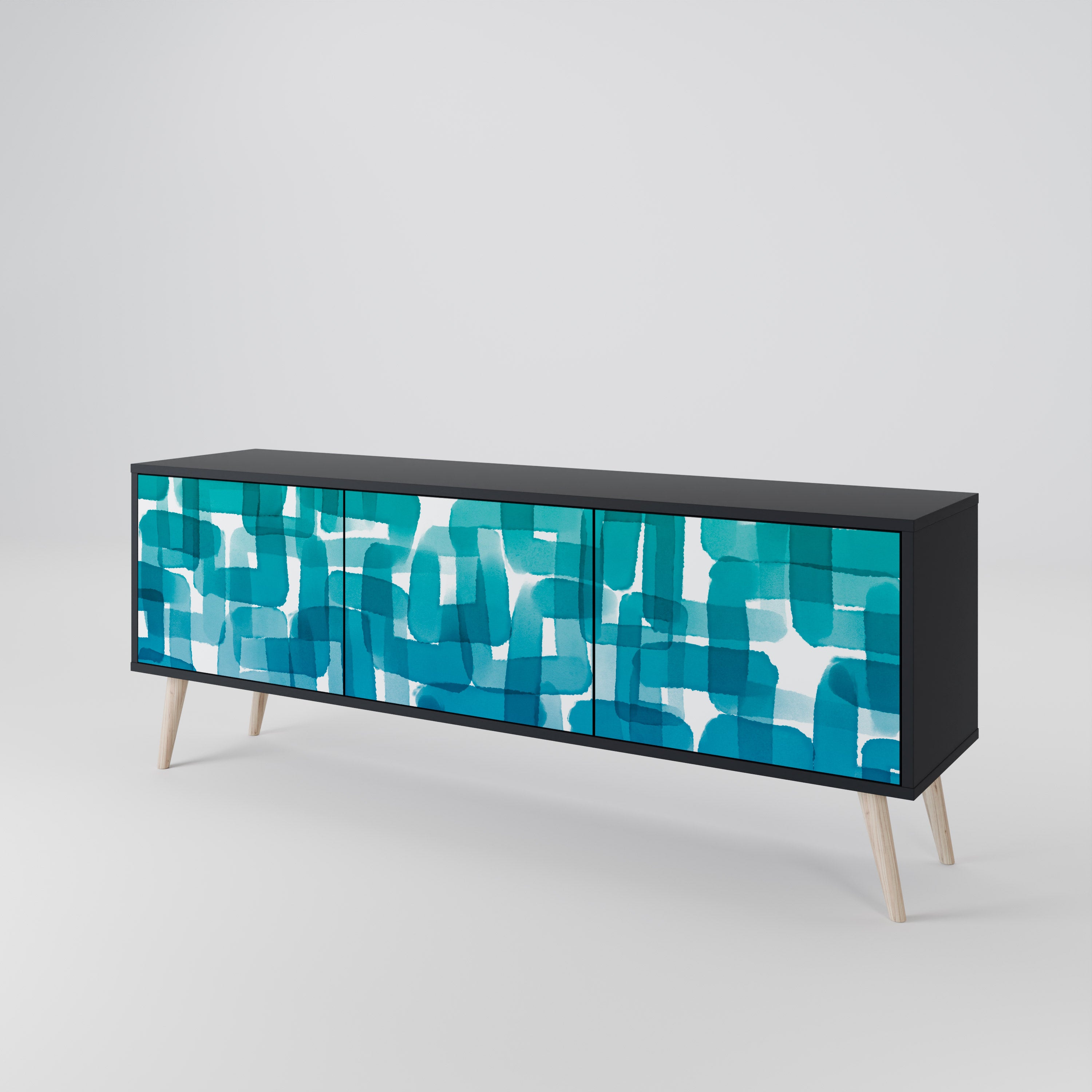 TURQUOISE RECTANGLES Mueble de TV de 3 Puertas