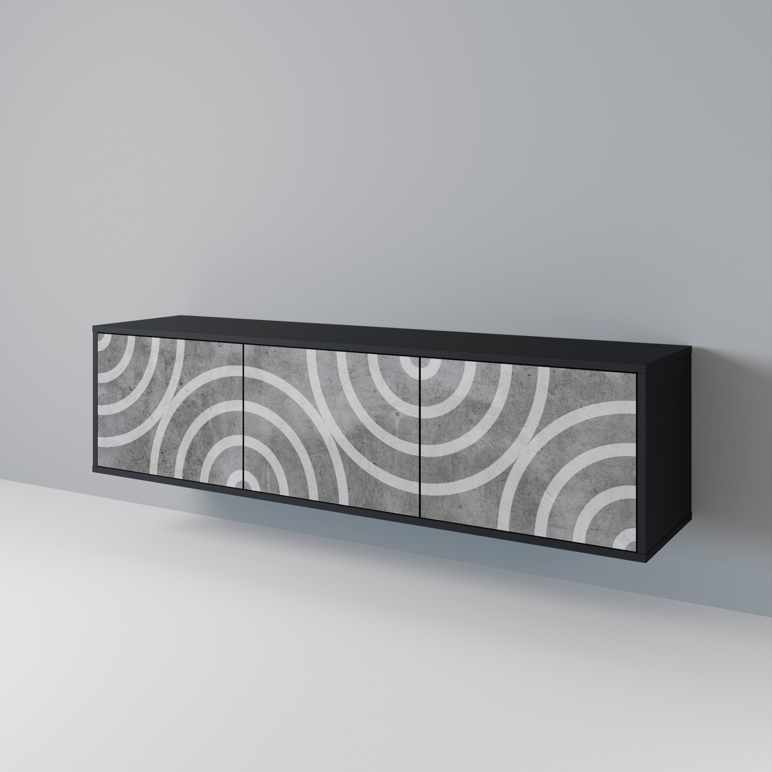 CIRCLE CONCRETE Třídveřový TV stolek