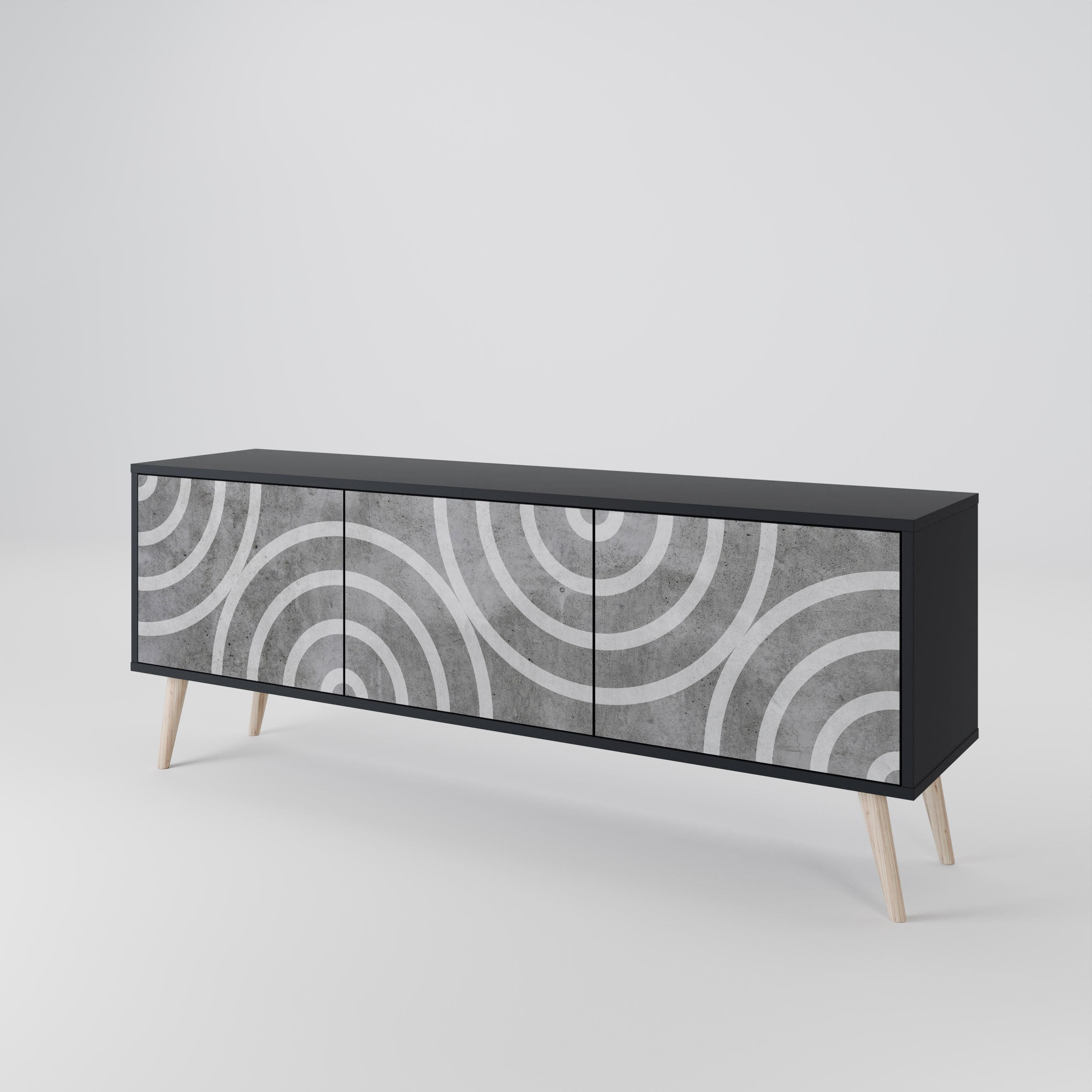 CIRCLE CONCRETE Třídveřový TV stolek