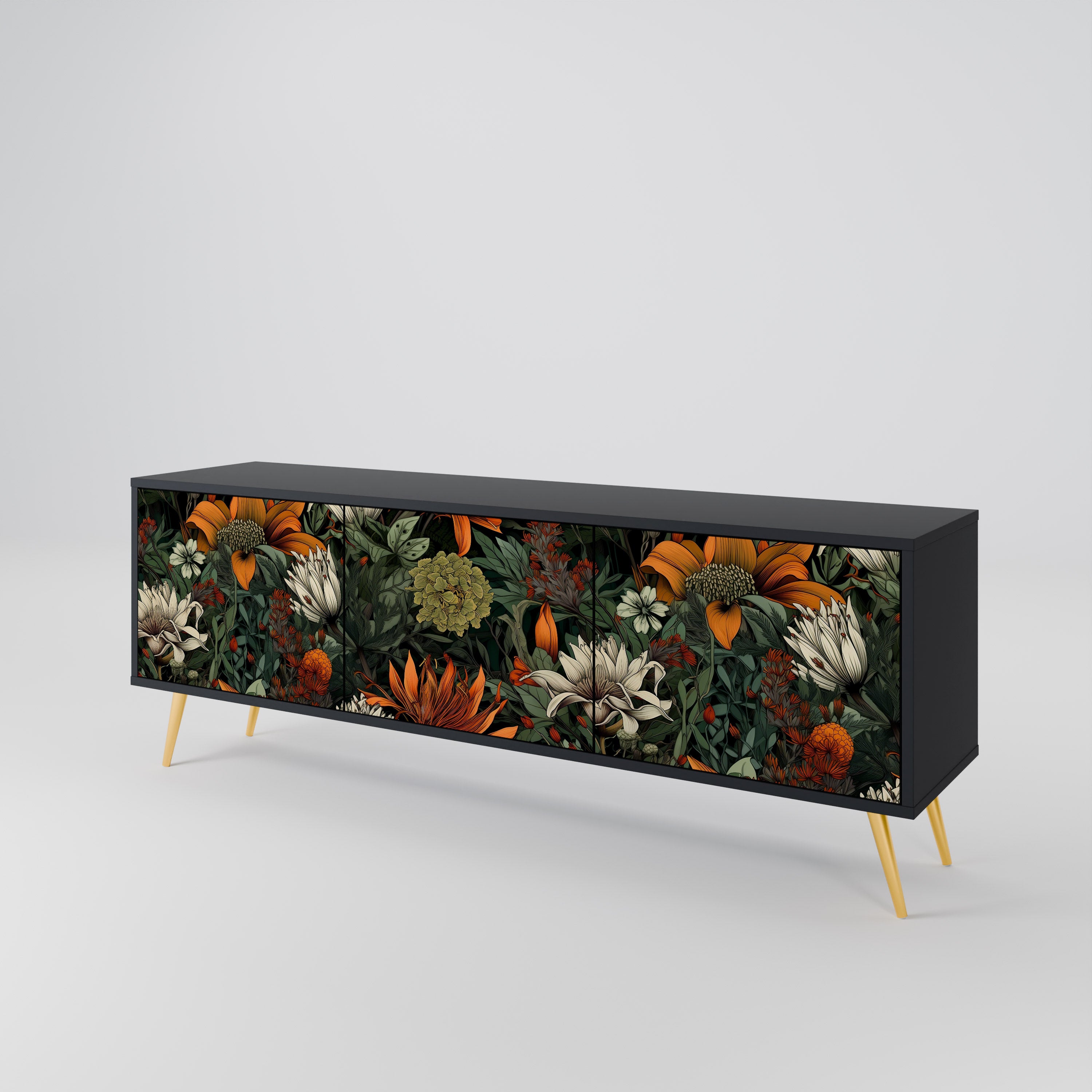 MIDNIGHT SPROUT Mueble de TV de 3 Puertas