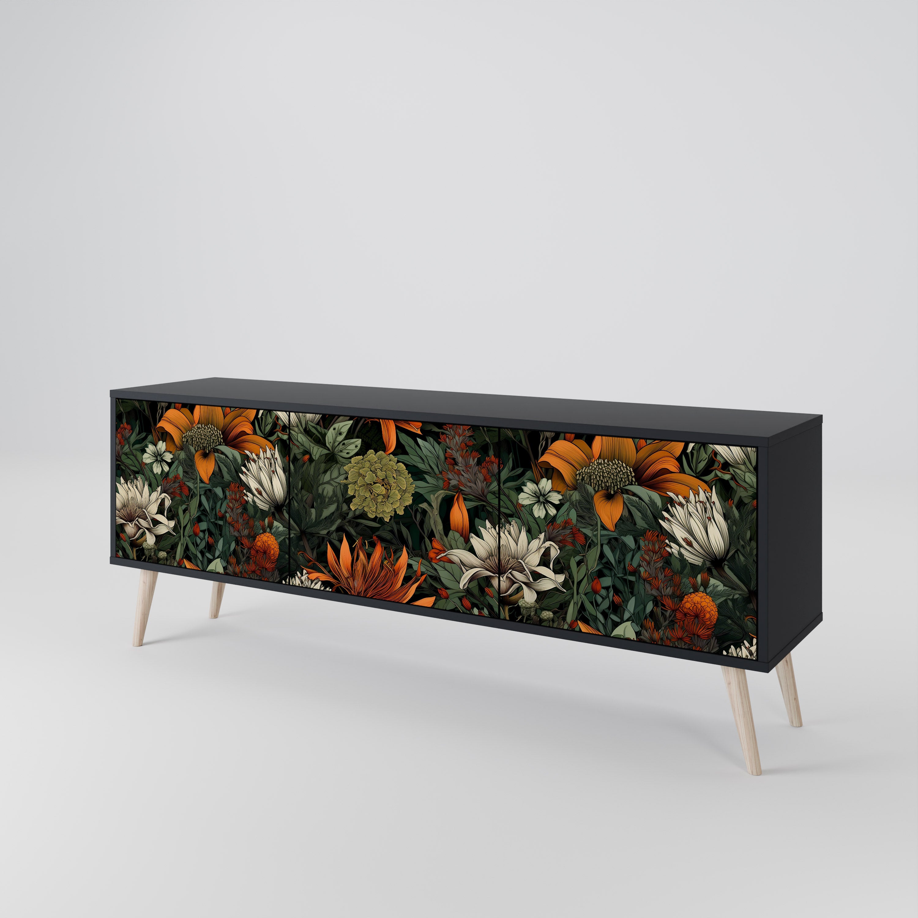 MIDNIGHT SPROUT Mueble de TV de 3 Puertas