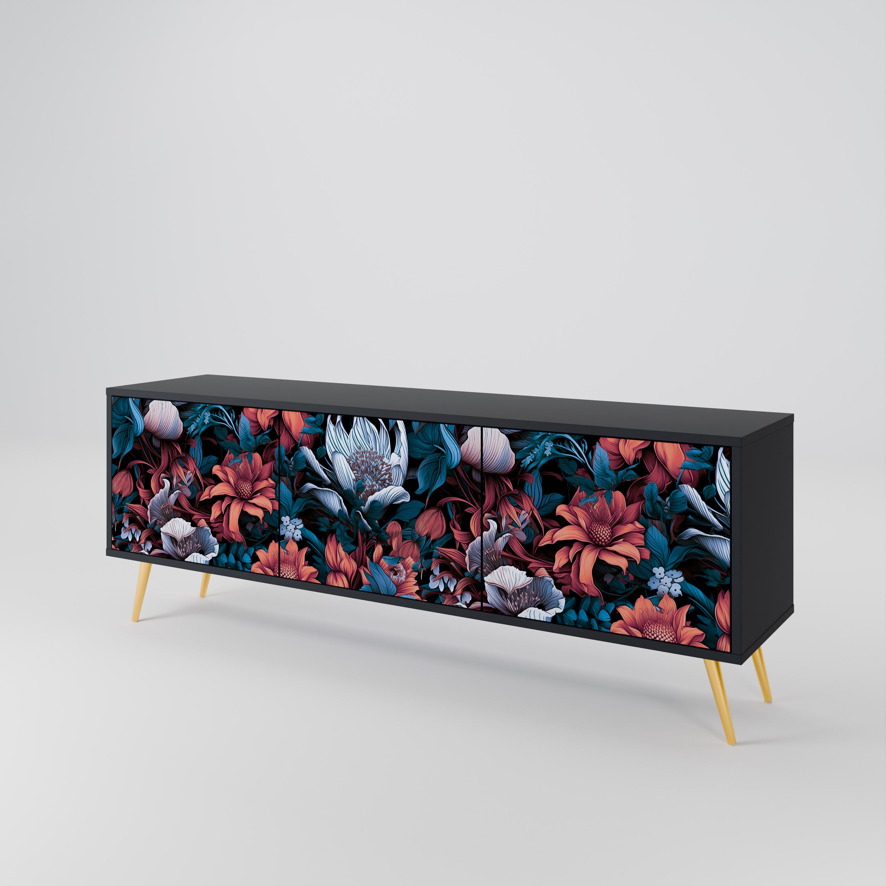 ETHEREAL BLOSSOMS Mueble de TV de 3 Puertas