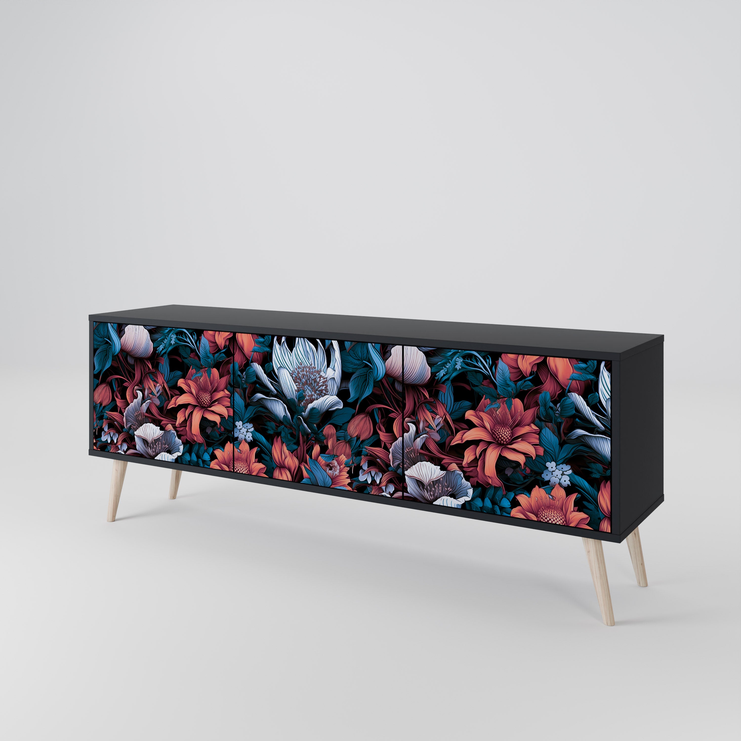 ETHEREAL BLOSSOMS Mueble de TV de 3 Puertas