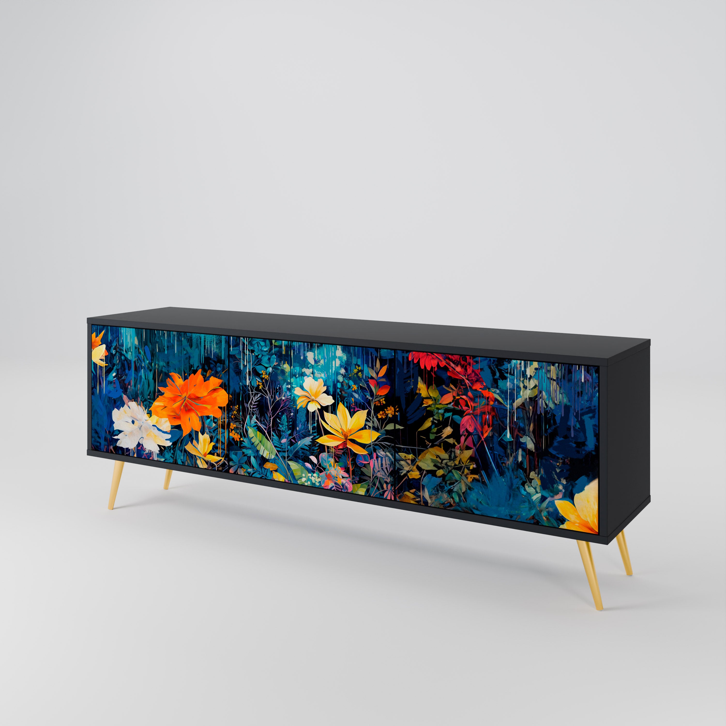 MIDNIGHT BLOSSOM 3-türiges TV-Lowboard