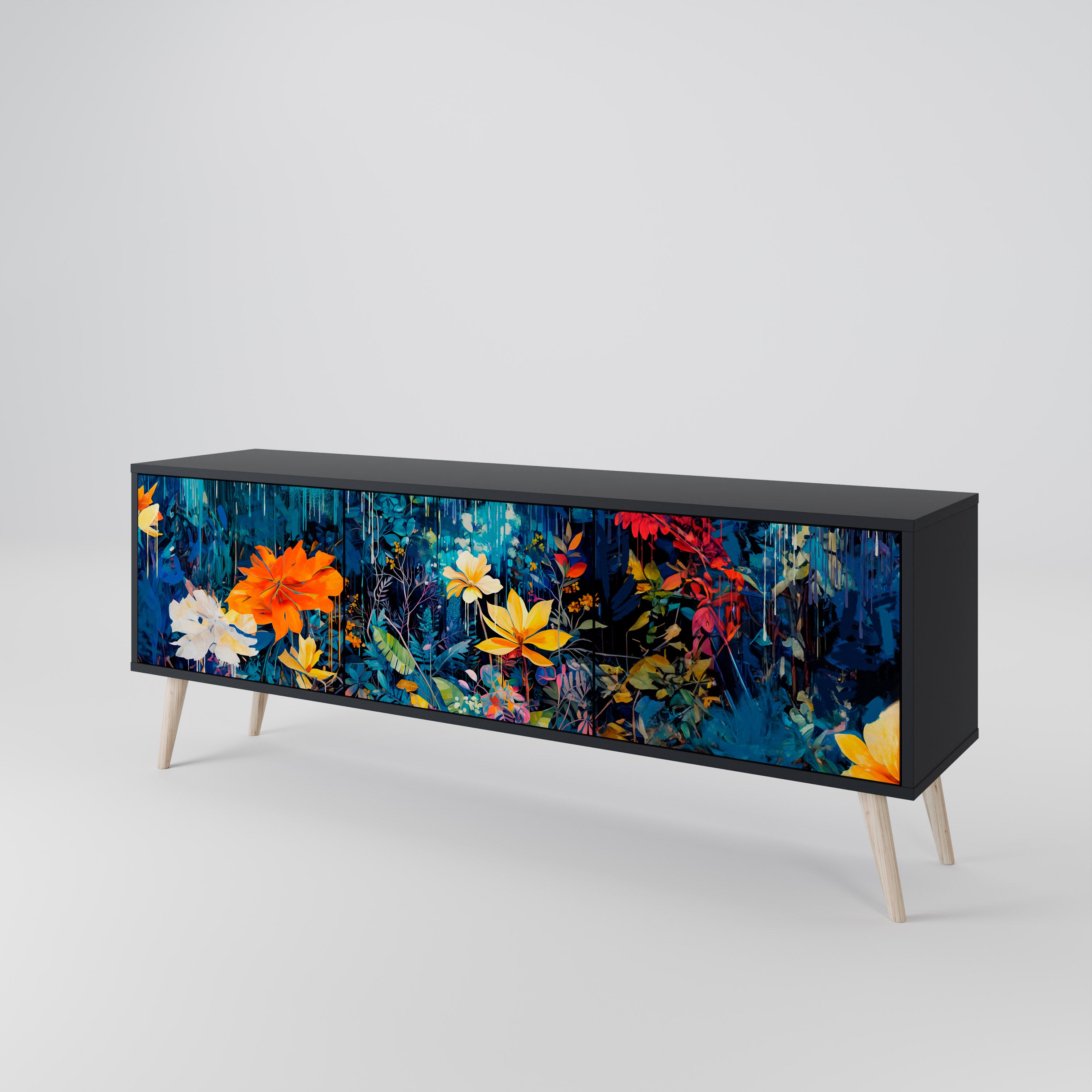 MIDNIGHT BLOSSOM 3-türiges TV-Lowboard