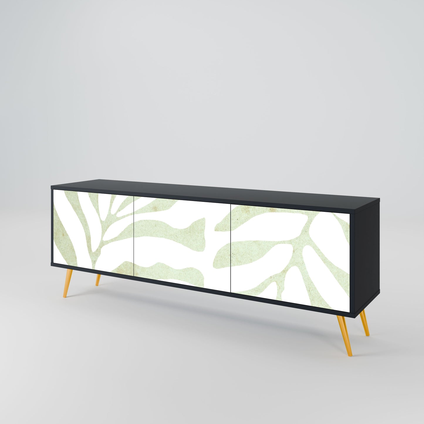 Mobile TV BOTANICAL SPARK a 3 ante con finitura nera