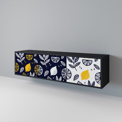 CITRUS BLACK AND WHITE Mueble de TV de 3 Puertas